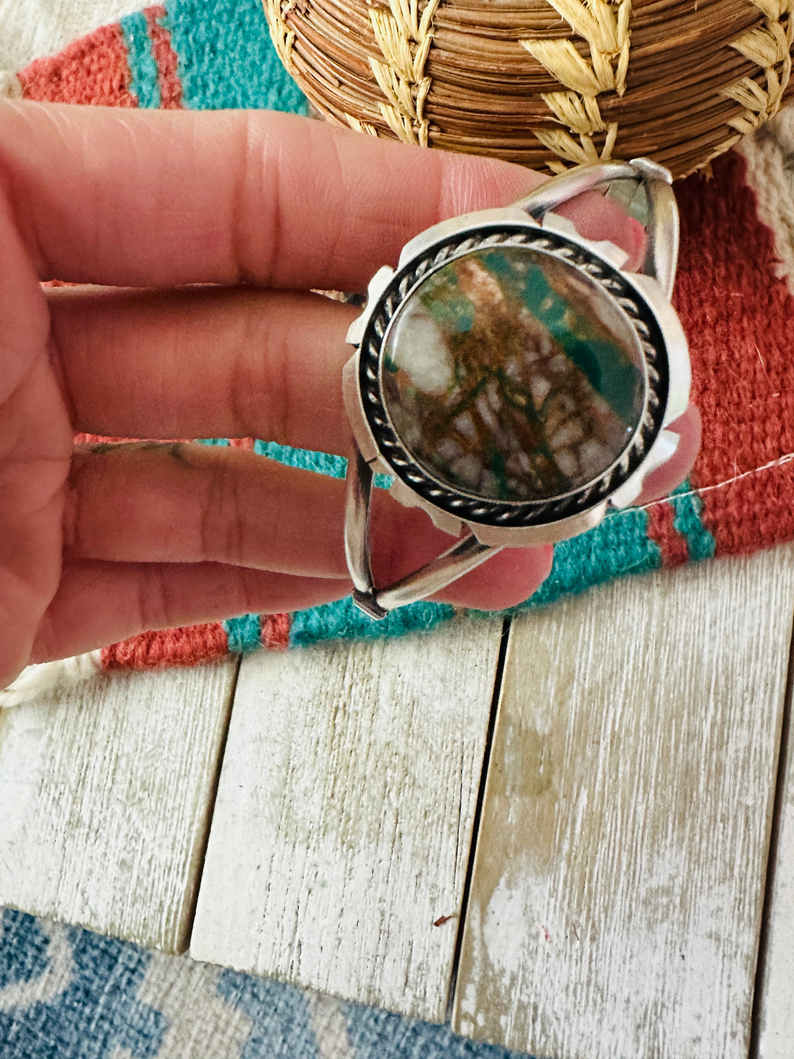 Handcrafted Sterling Silver & Royston Turquoise Cuff Bracelet
