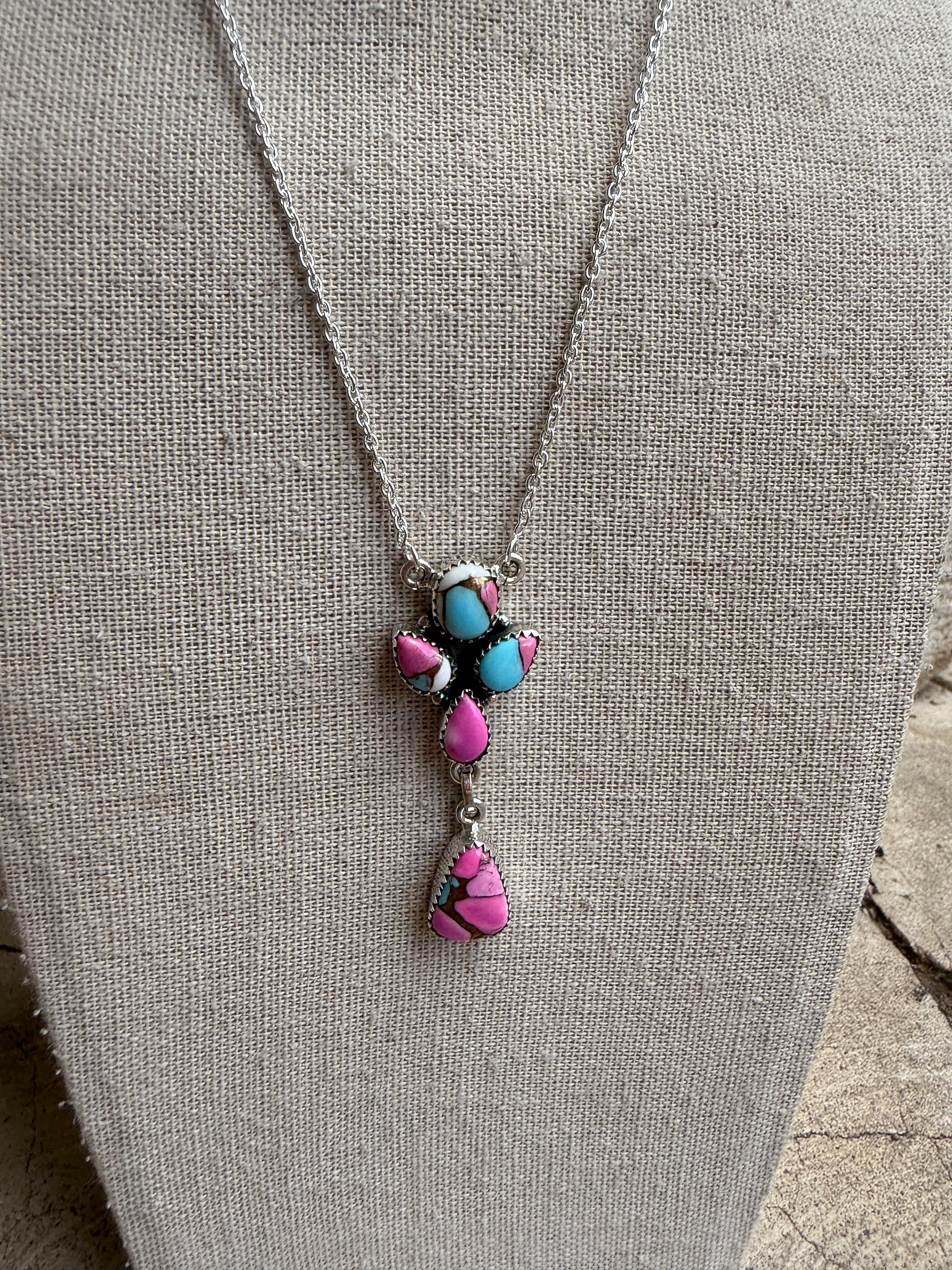 Beautiful Handmade Sterling Silver & Cotton Candy Necklace