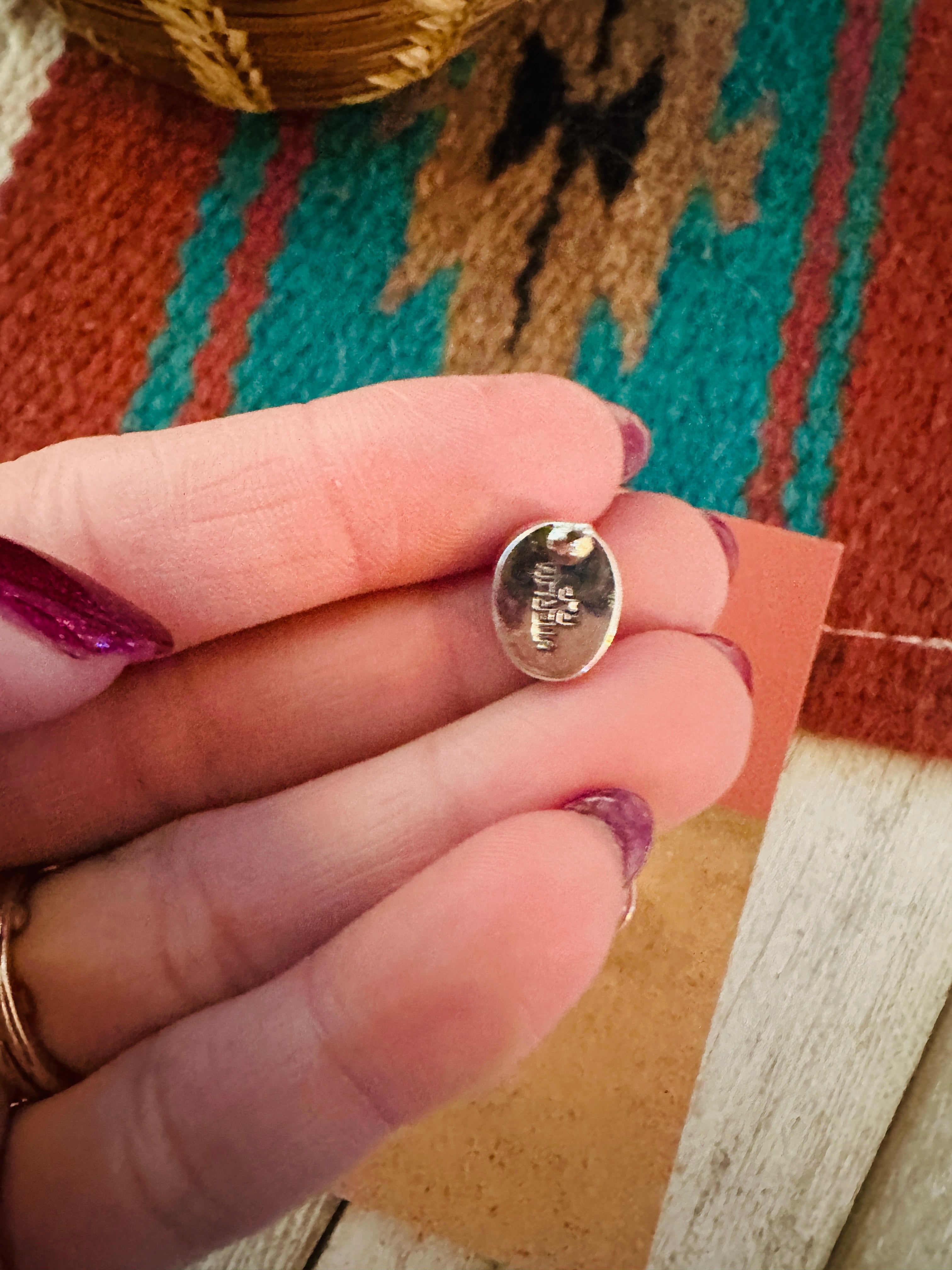 Navajo Rhodochrosite and Sterling Silver Stud Earrings