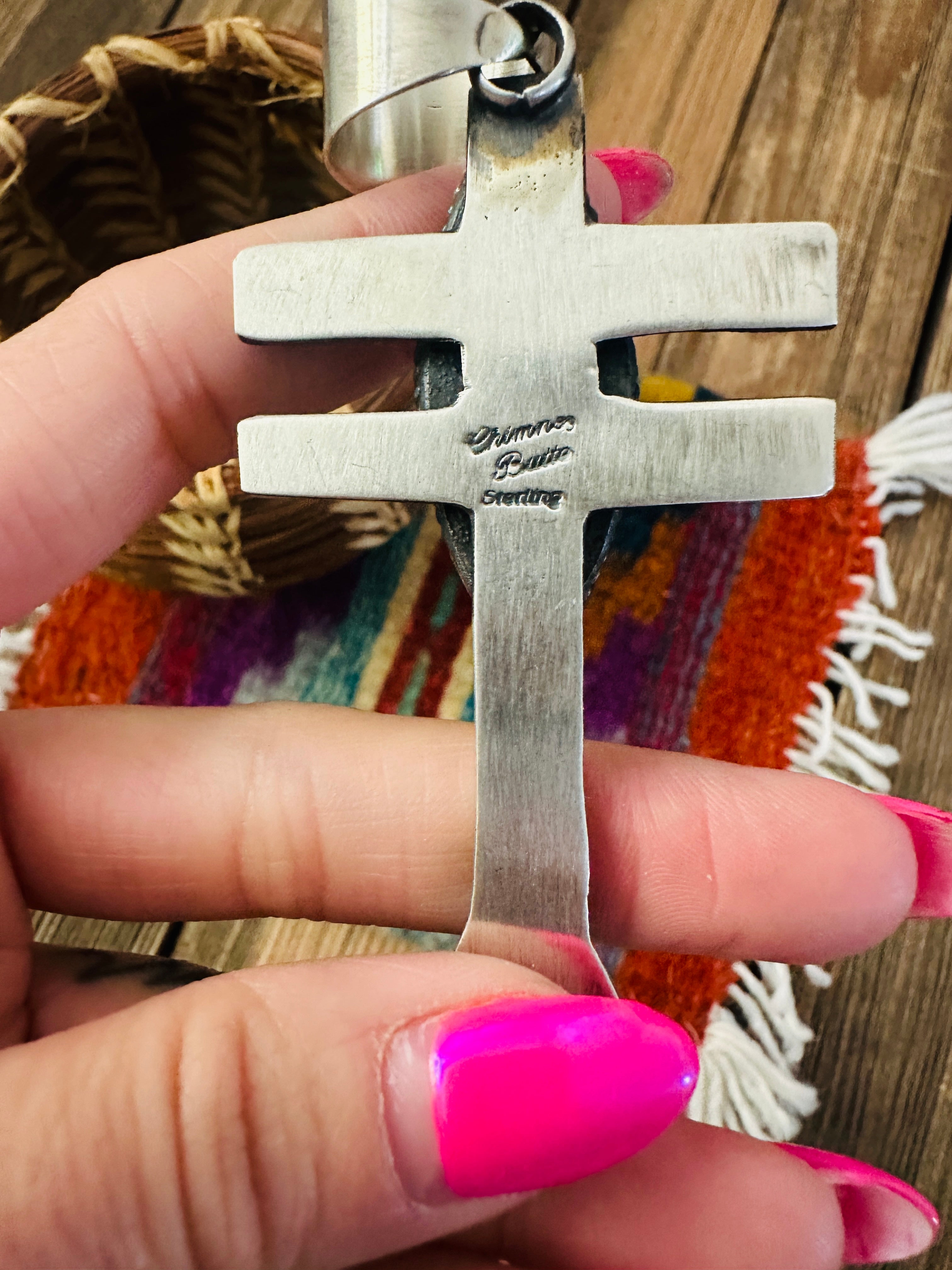 Handcrafted Sterling Silver, Turquoise & Coral Dragonfly Pendant by Chimney Butte