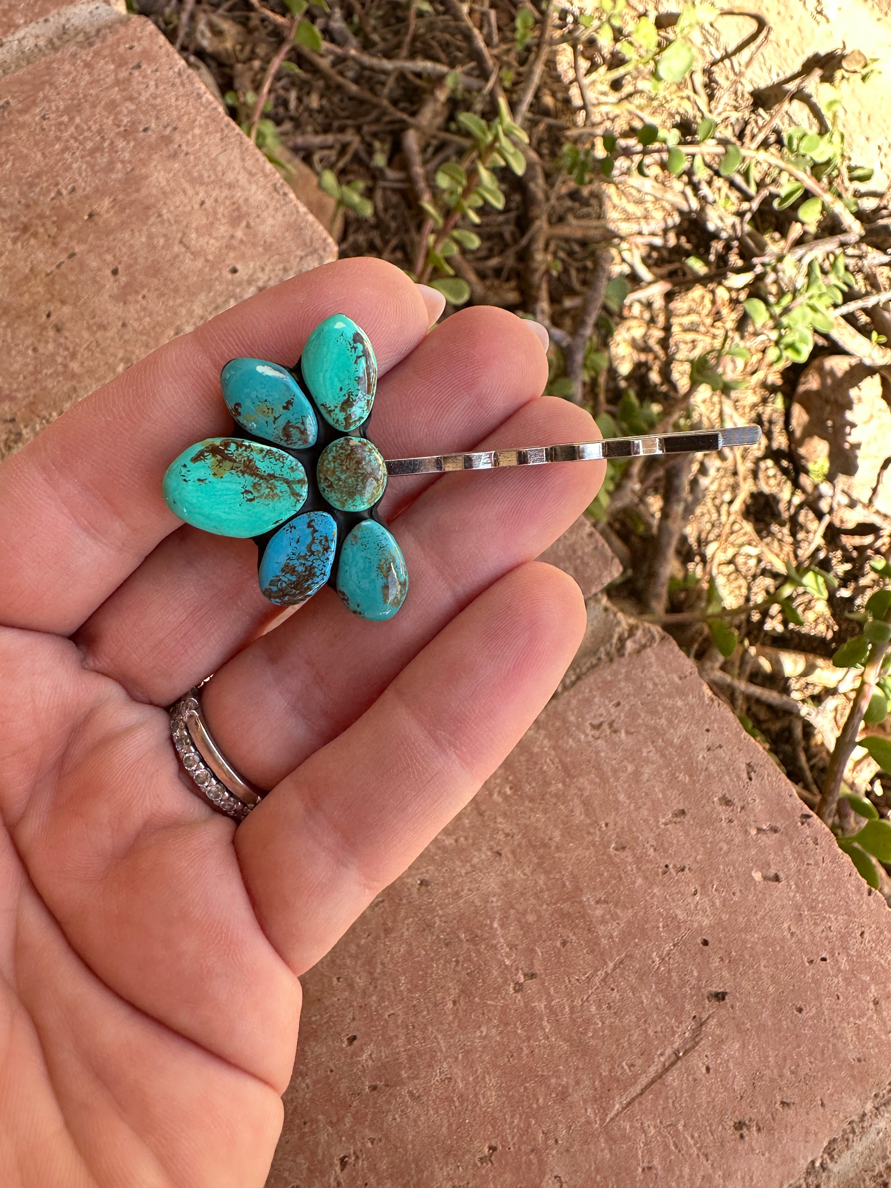 Handmade Clay Turquoise Hair Pin By Kay Lyn