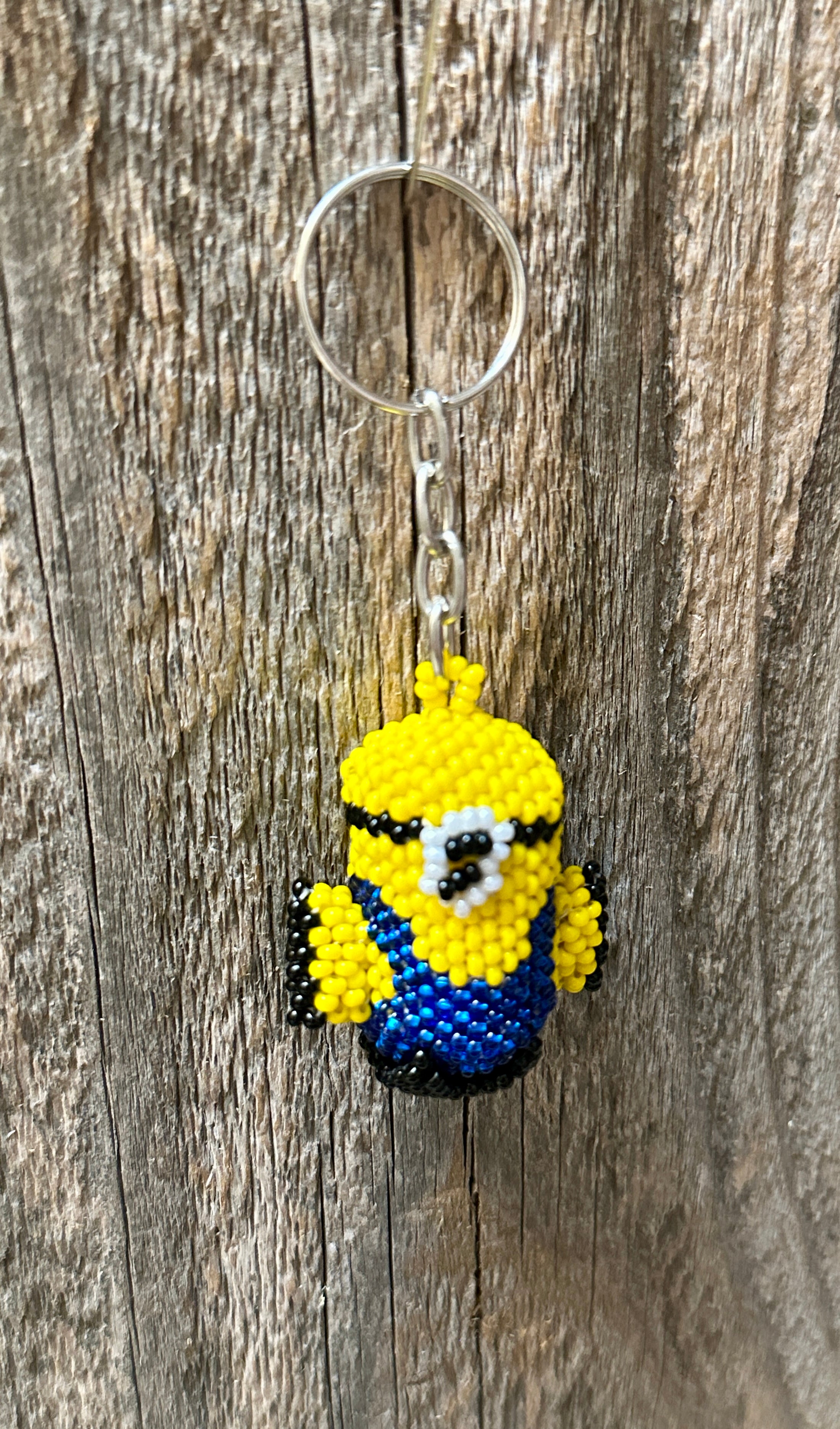 Handmade Beaded Yellow Minion Character Keychain
