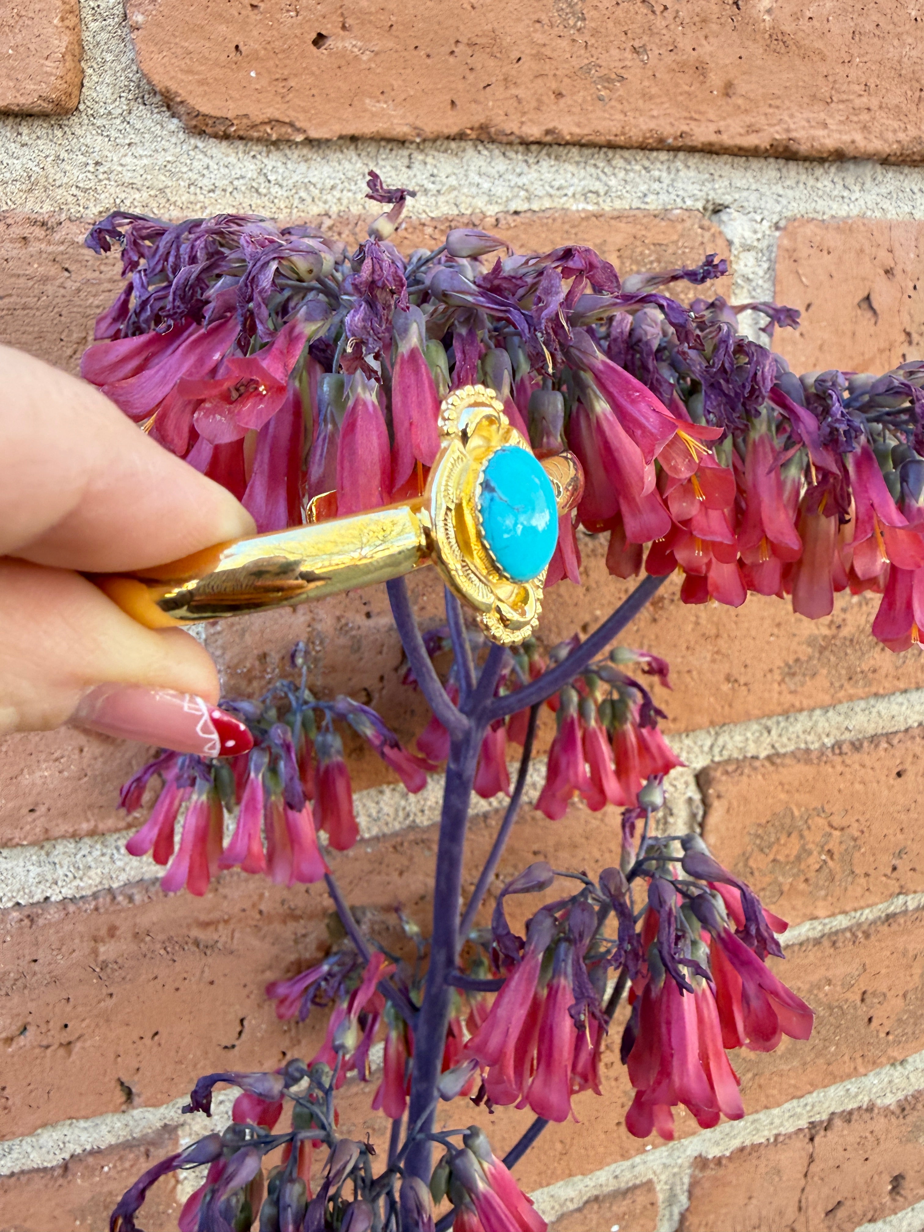 “The Golden Collection” Handmade Gold Plated Sterling Silver Natural Sonoran Mountain Turquoise Bracelet style 8