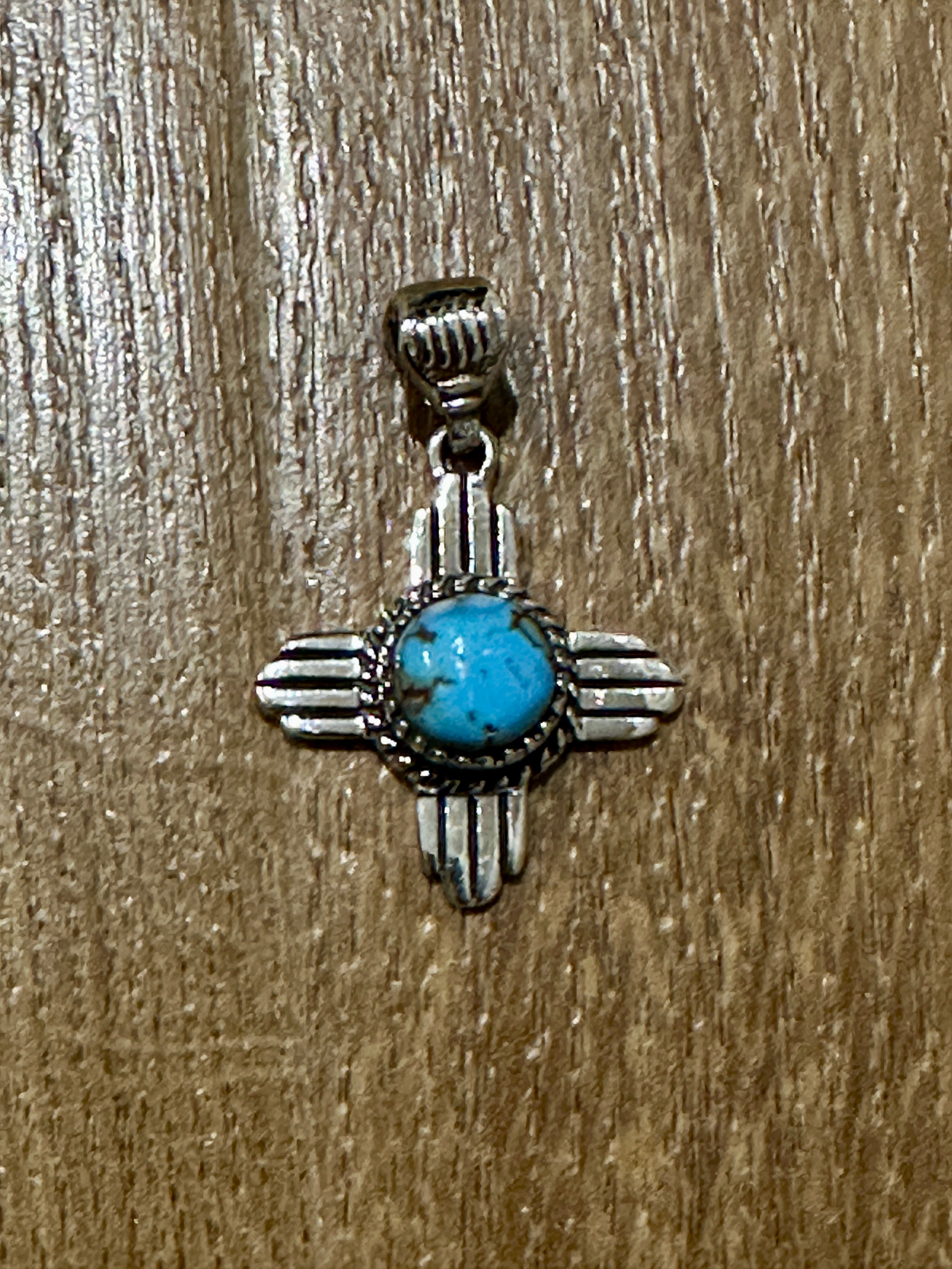 Handmade Golden Hills Turquoise & Sterling Silver Zia Pendant