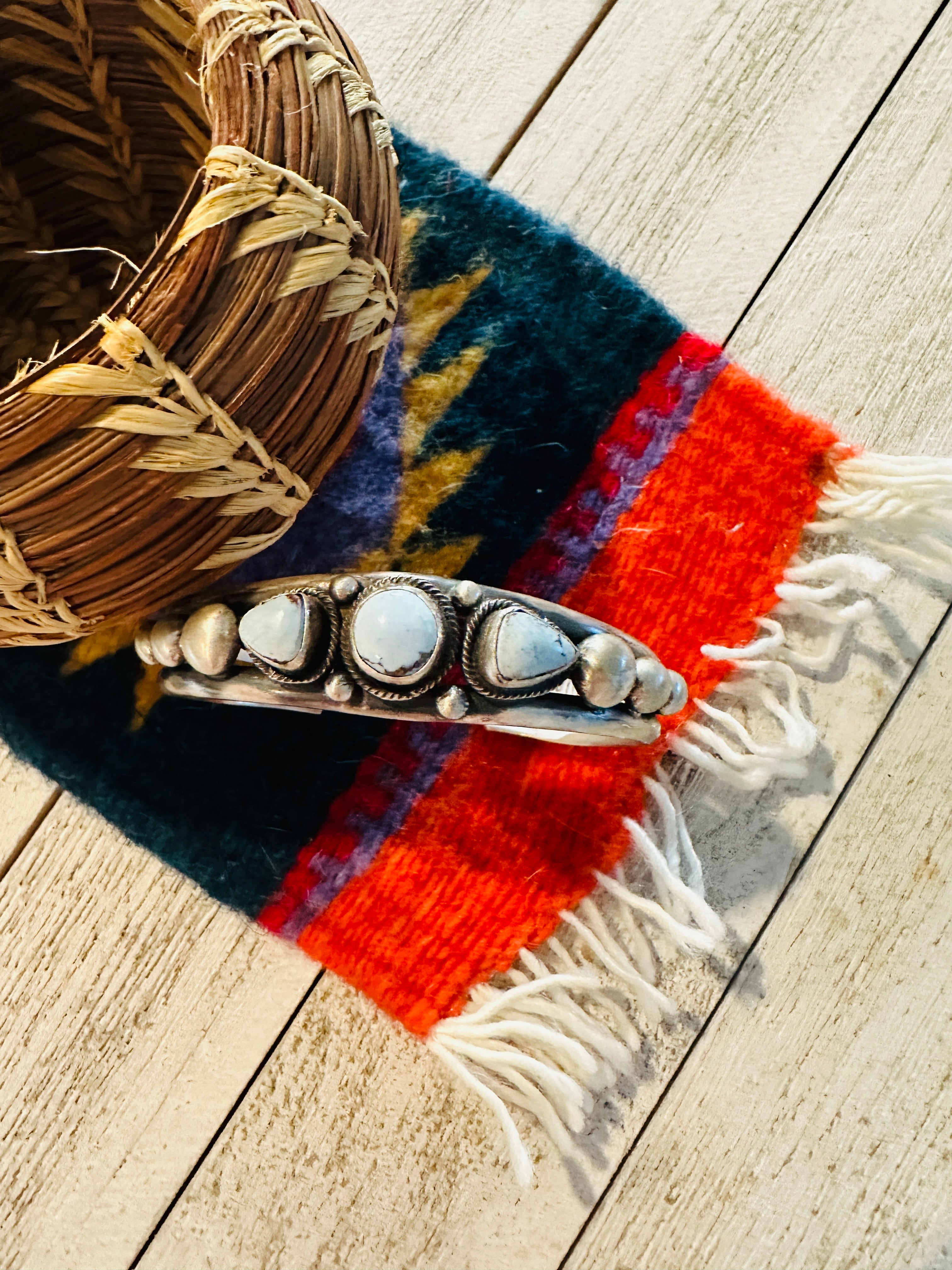 Navajo Golden Hills Turquoise & Sterling Silver Cuff Bracelet