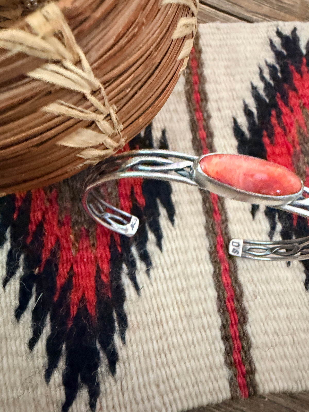 Handcrafted Orange Spiny & Sterling Silver Cuff Bracelet