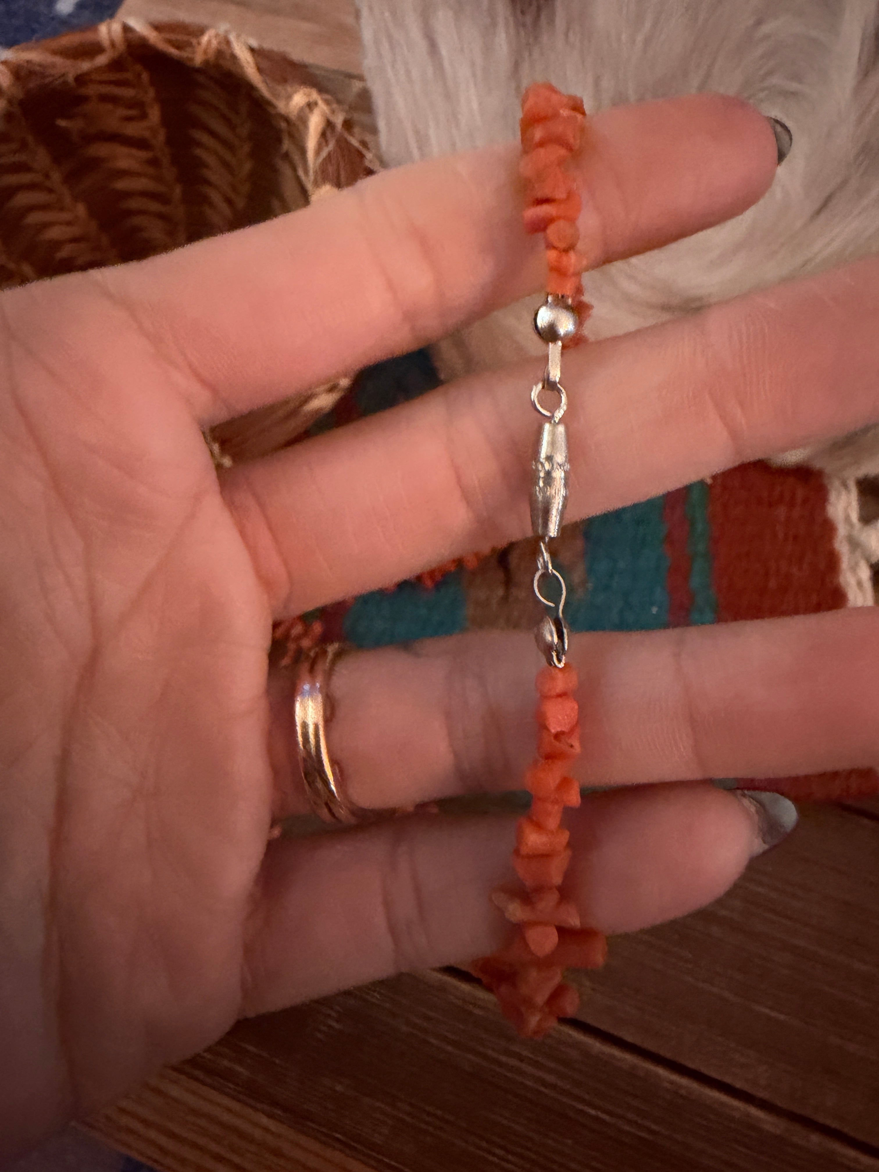 Old Pawn Handmade Red Branch Coral Beaded Necklace