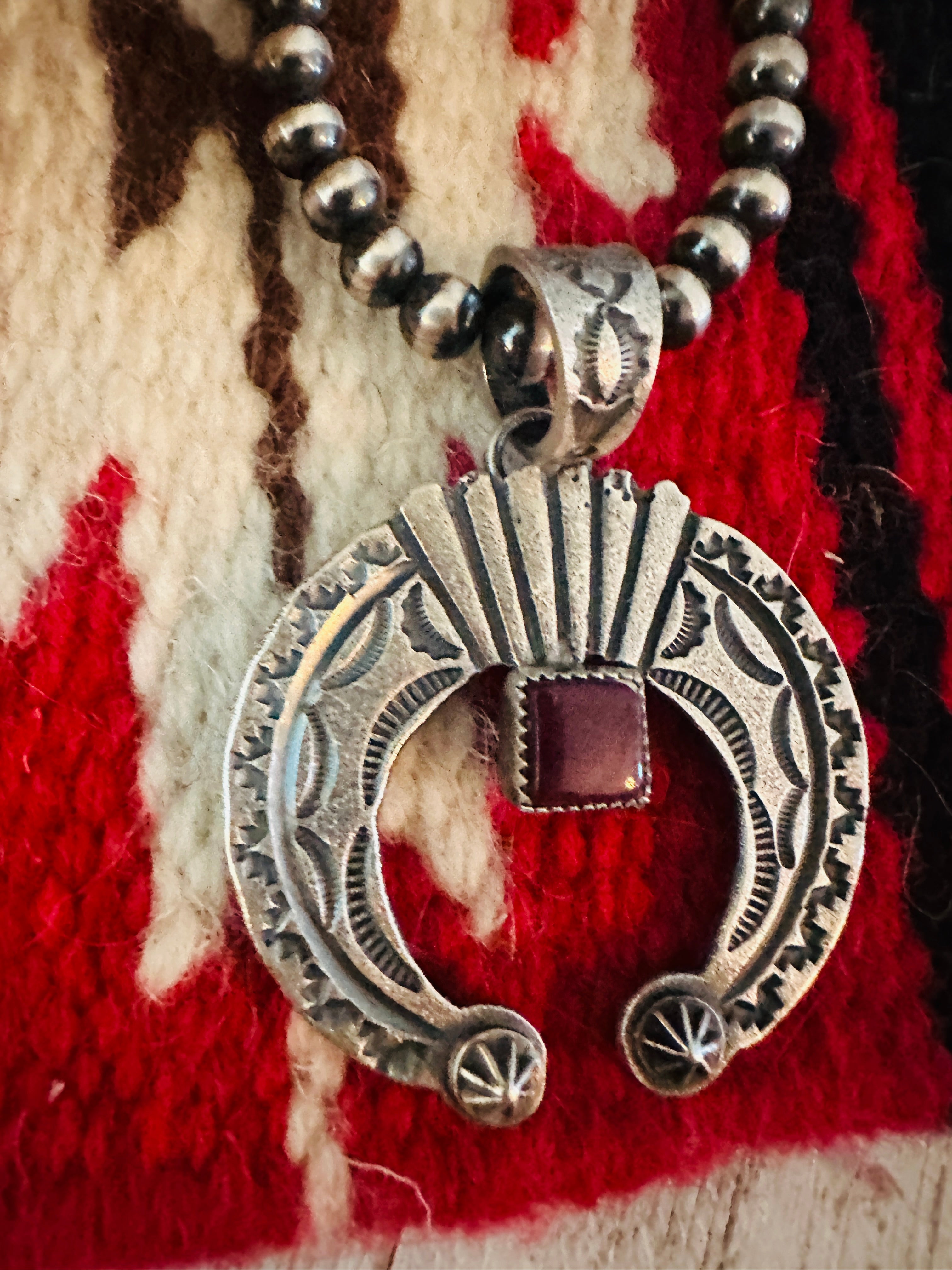 Navajo Sterling Silver & Purple Spiny Naja Pendant by Kevin Billah