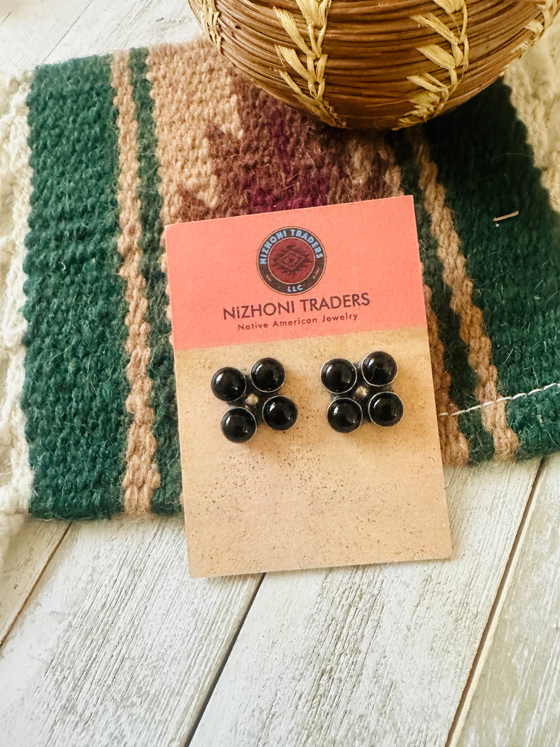 Handcrafted Onyx & Sterling Silver Cluster Post Earrings