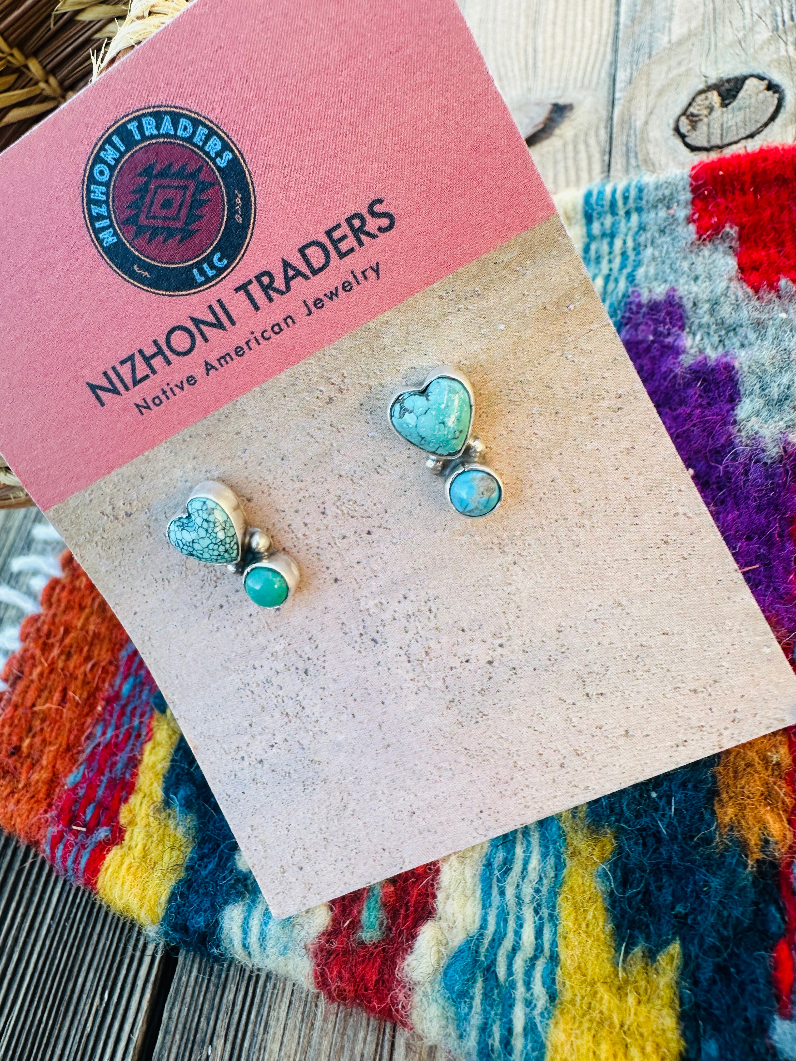 Handcrafted Turquoise & Sterling Silver Heart Dangle Earrings