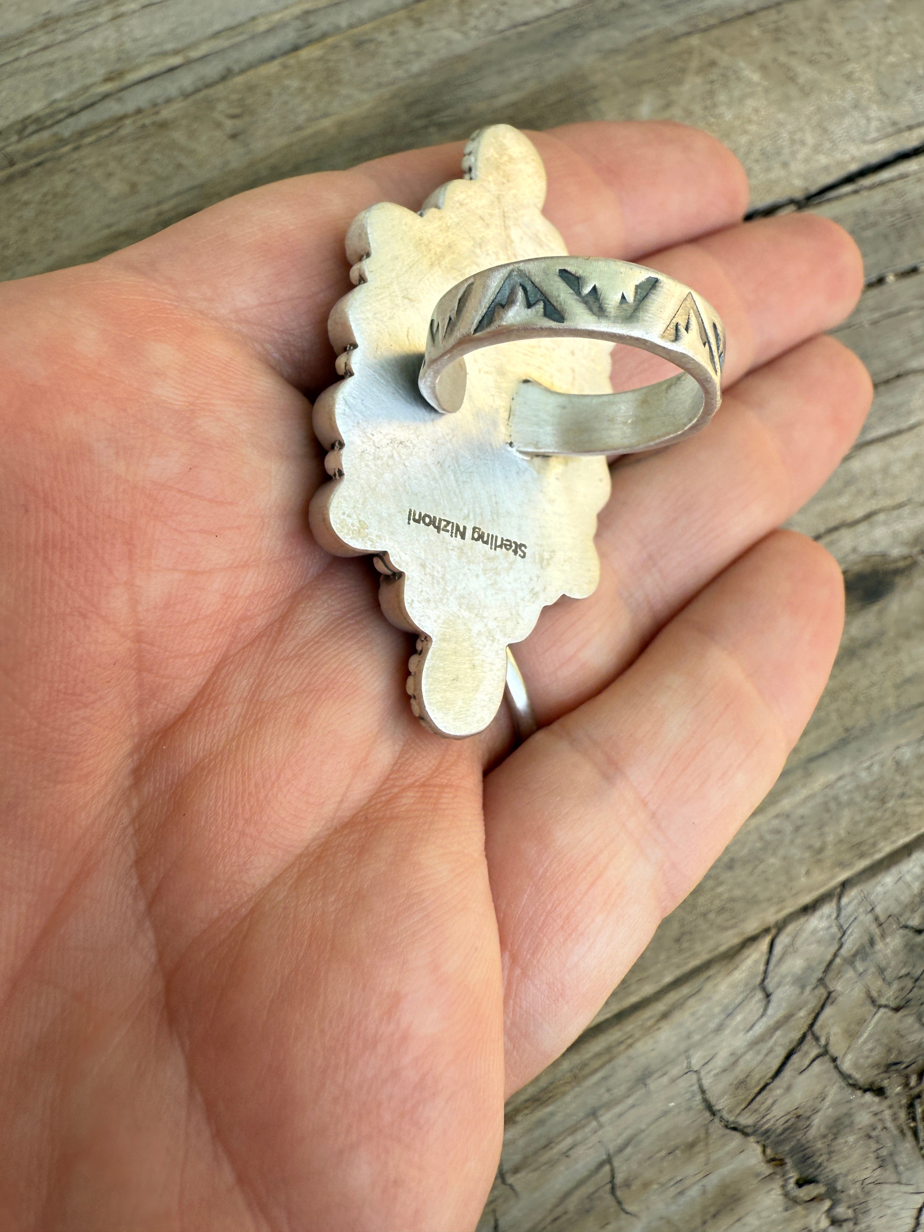 Handmade Kingman Turquoise Sterling Silver Adjustable Statement Ring