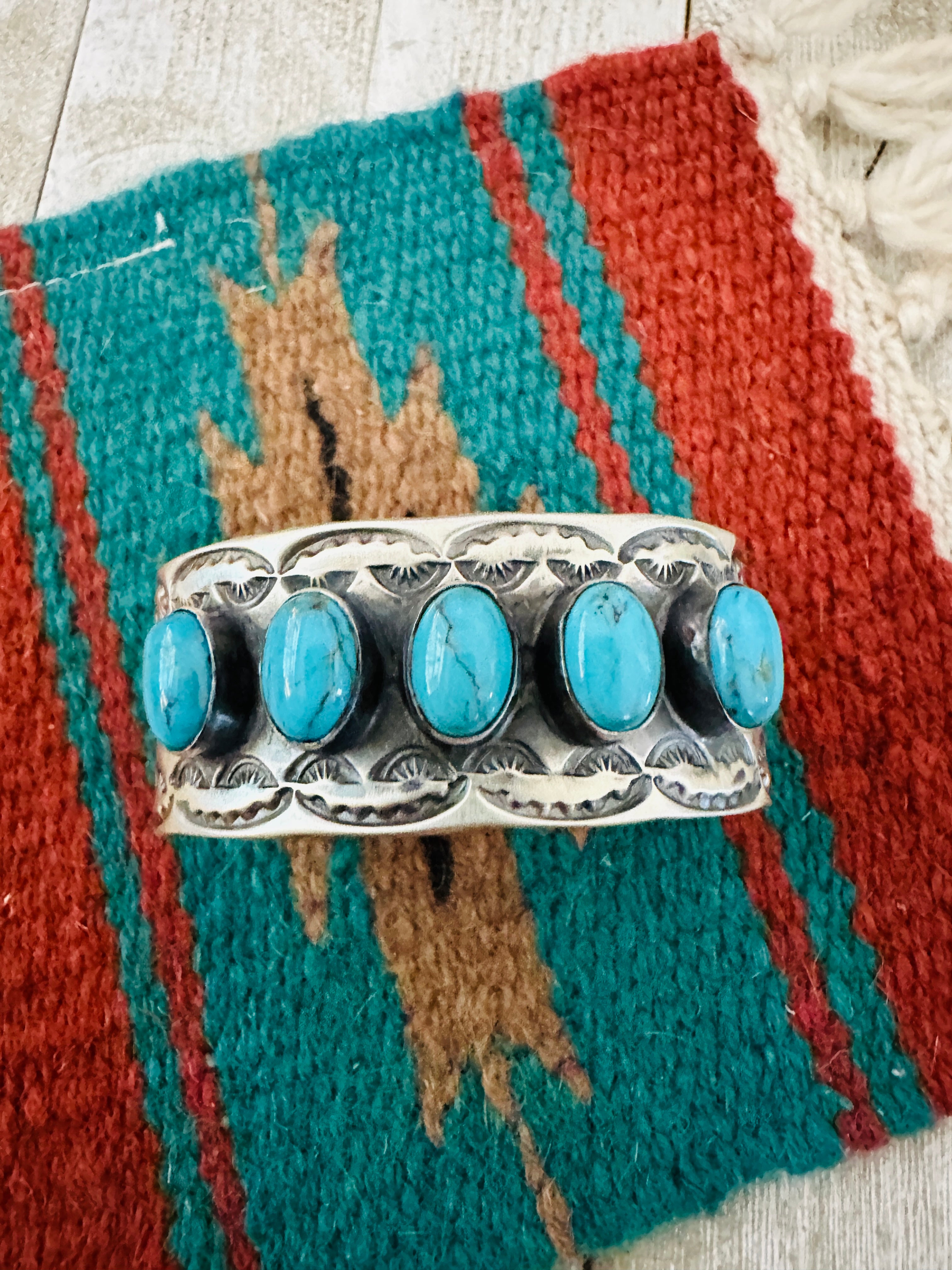 Handcrafted Sterling Silver & Turquoise Cuff Bracelet by Chimney Butte /