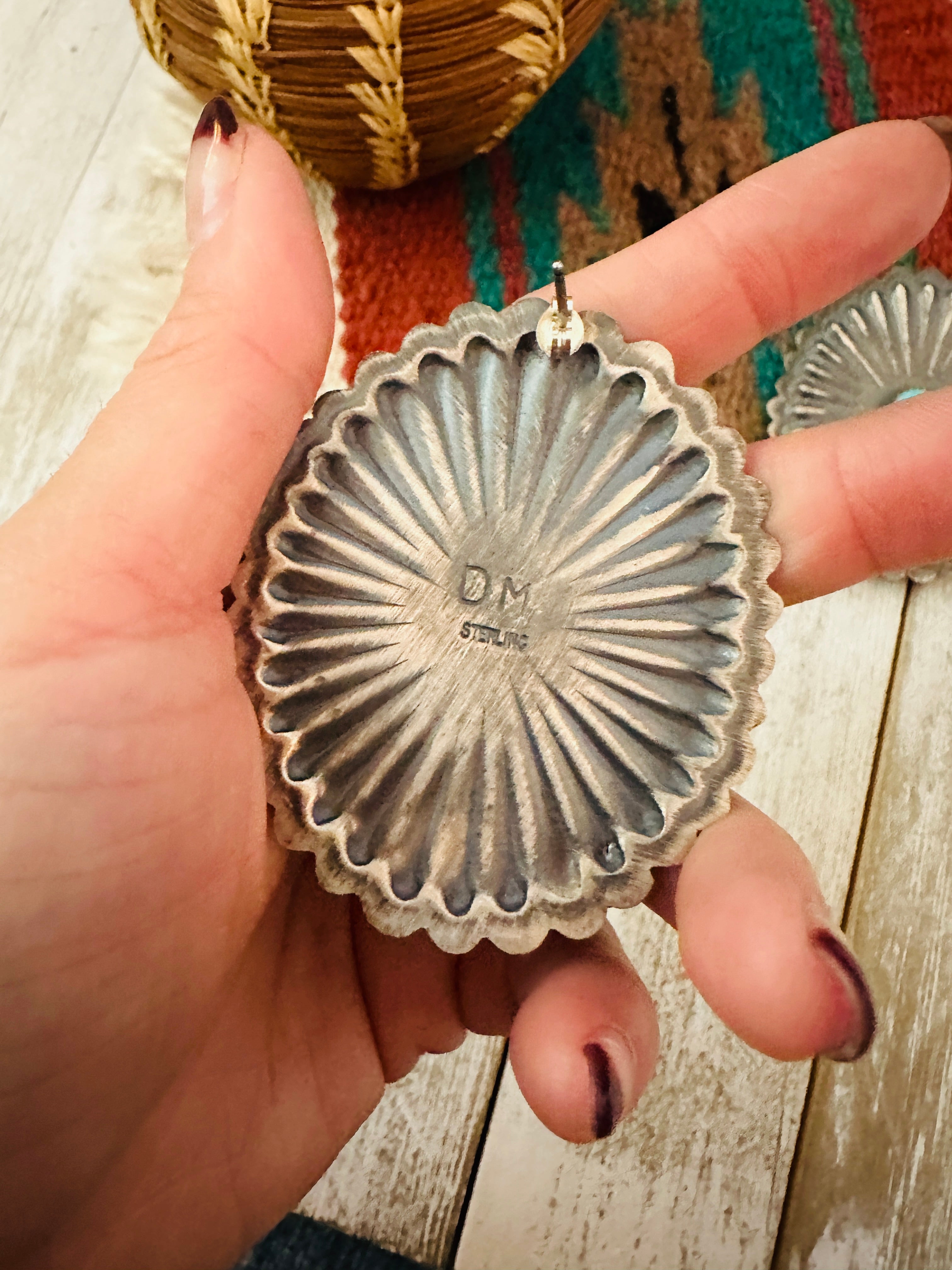 Handcrafted Sterling Silver & Turquoise Concho Post Earrings