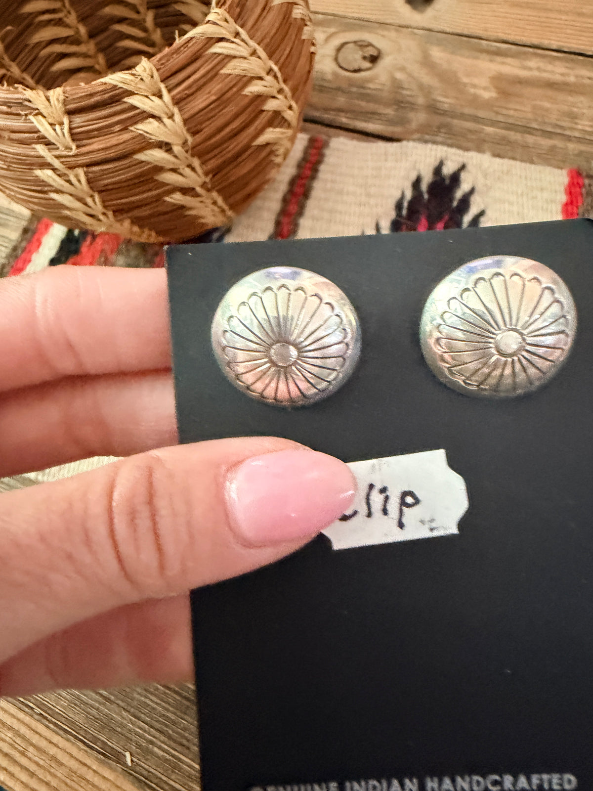 Old Pawn Handcrafted Sterling Silver Clip On Earrings