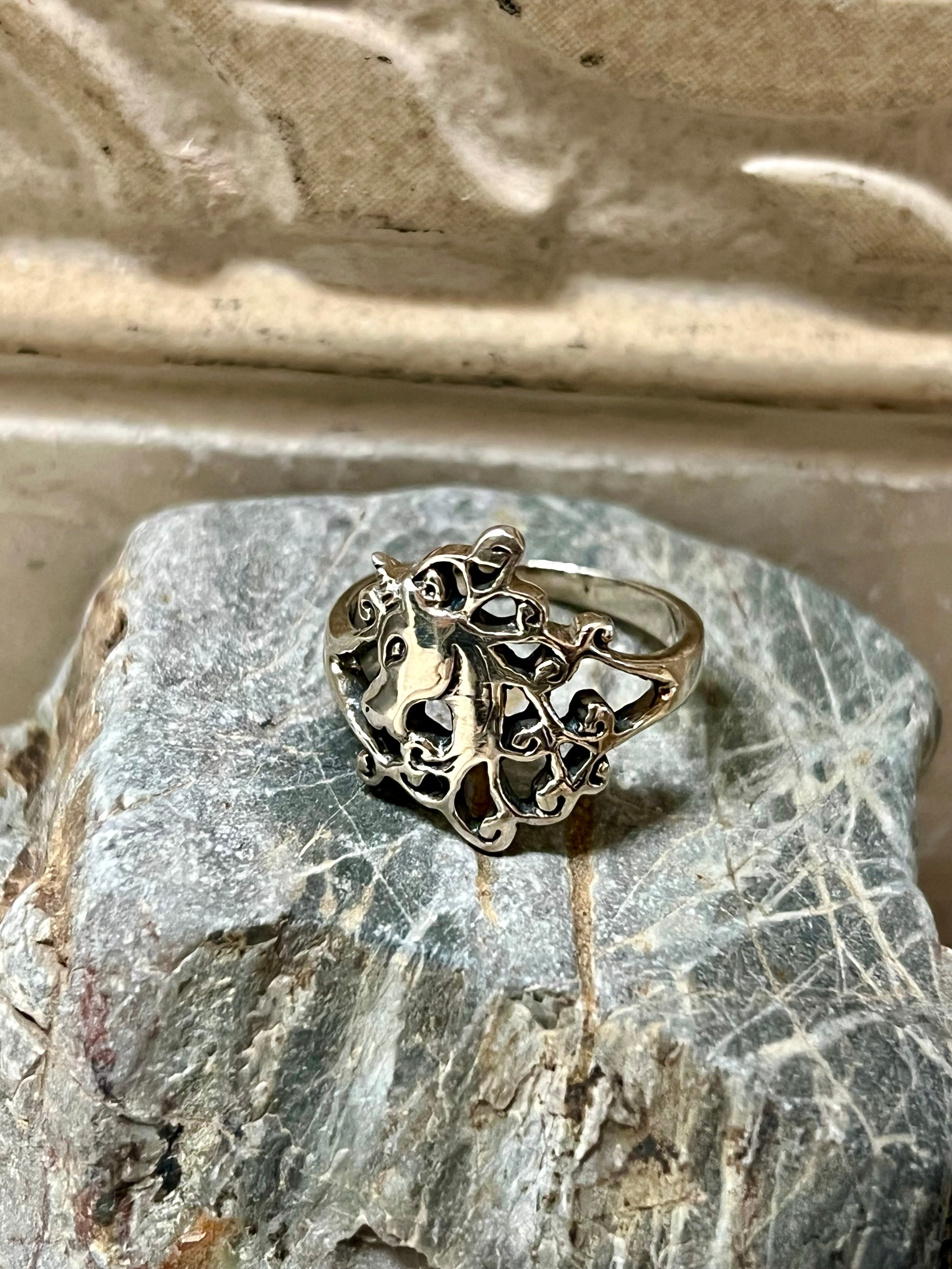 Unicorn/ Horse Head Sterling Silver Ring