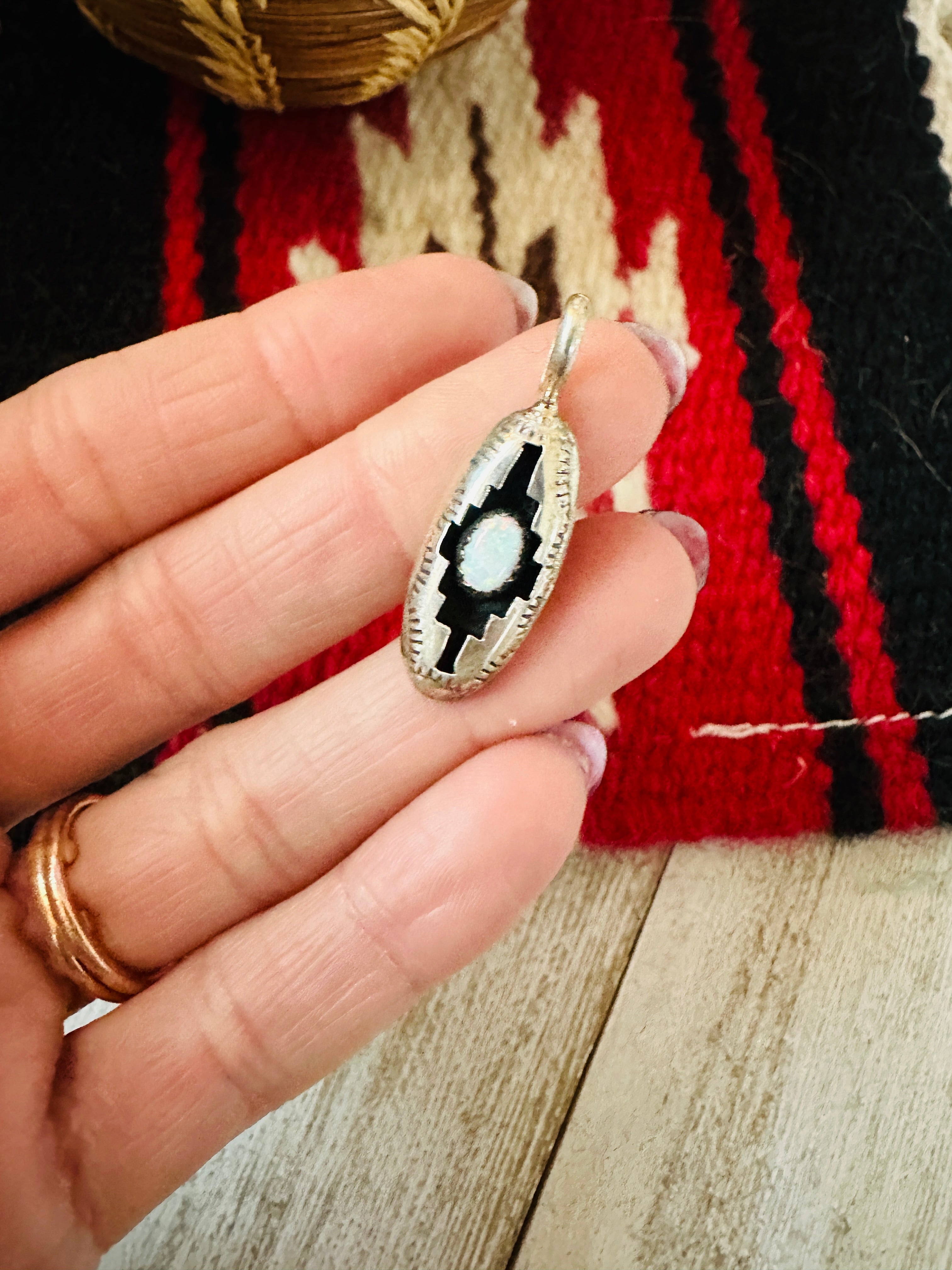 Navajo Opal & Sterling Silver Shadowbox Pendant