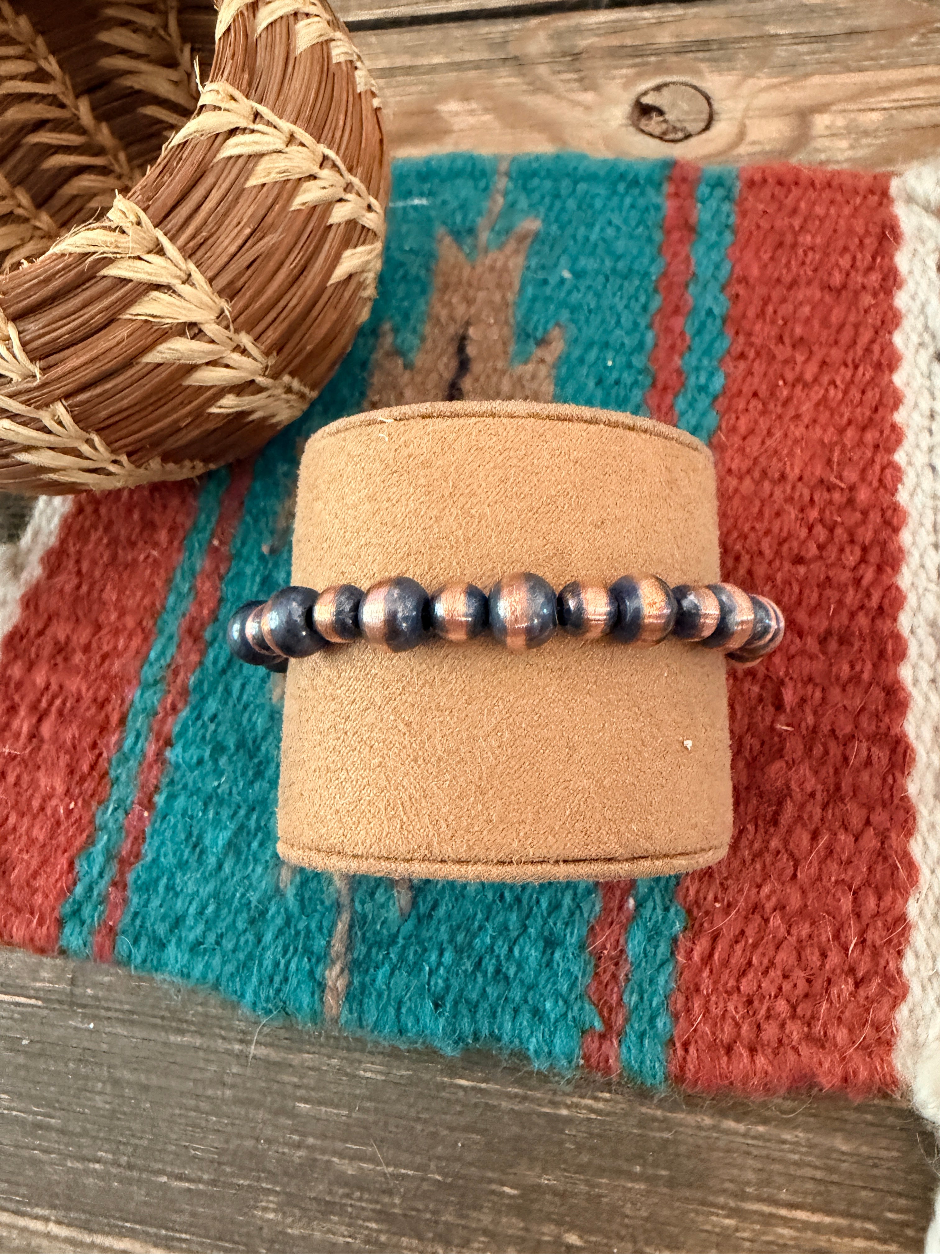 Handcrafted Copper Beaded Bracelet 7”