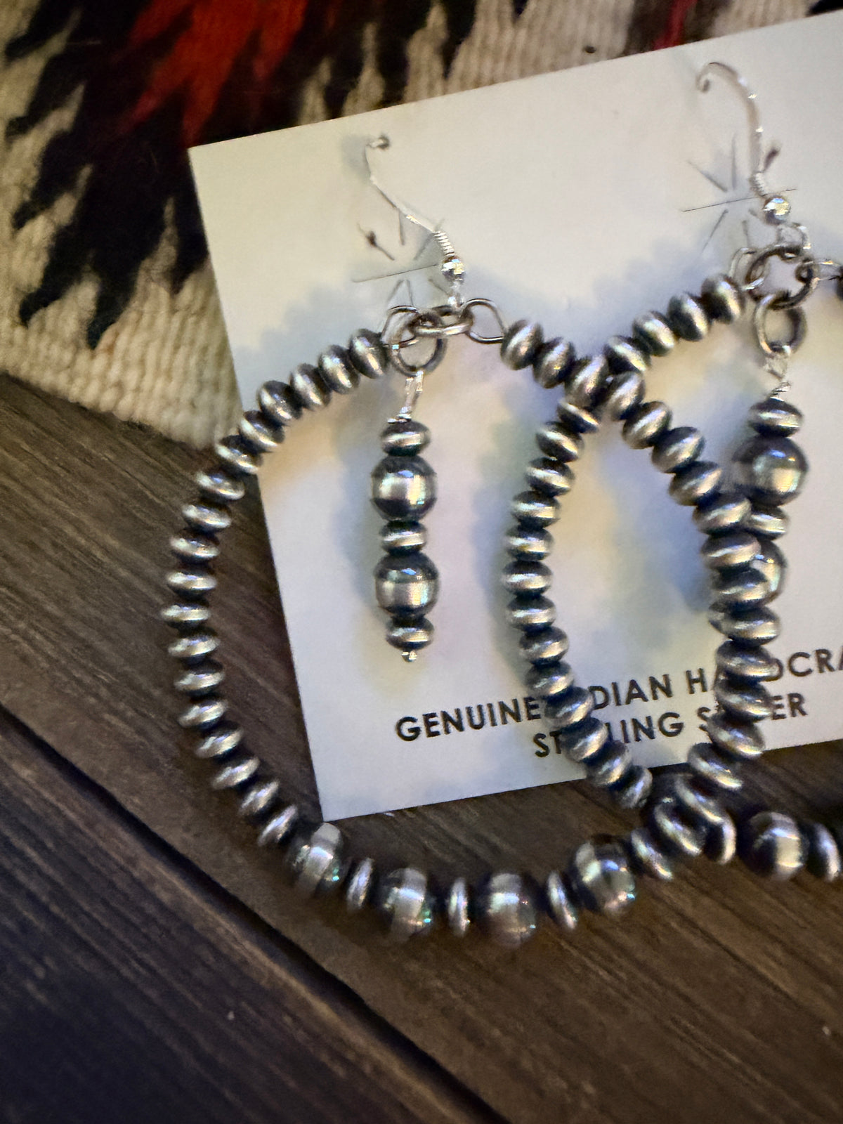Handcrafted Sterling Silver Pearl Beaded Dangle Hoop Earrings