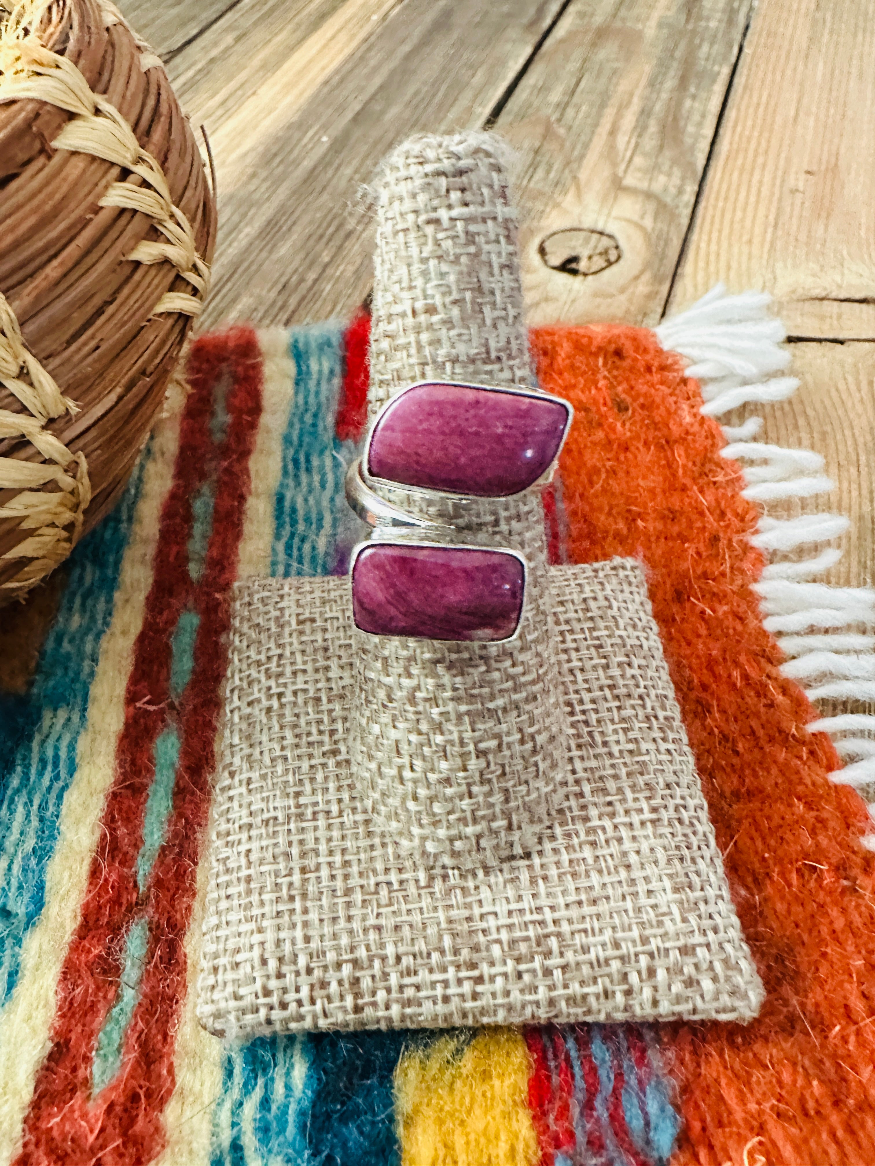 Handcrafted Purple Spiny Oyster & Sterling Silver Adjustable Ring