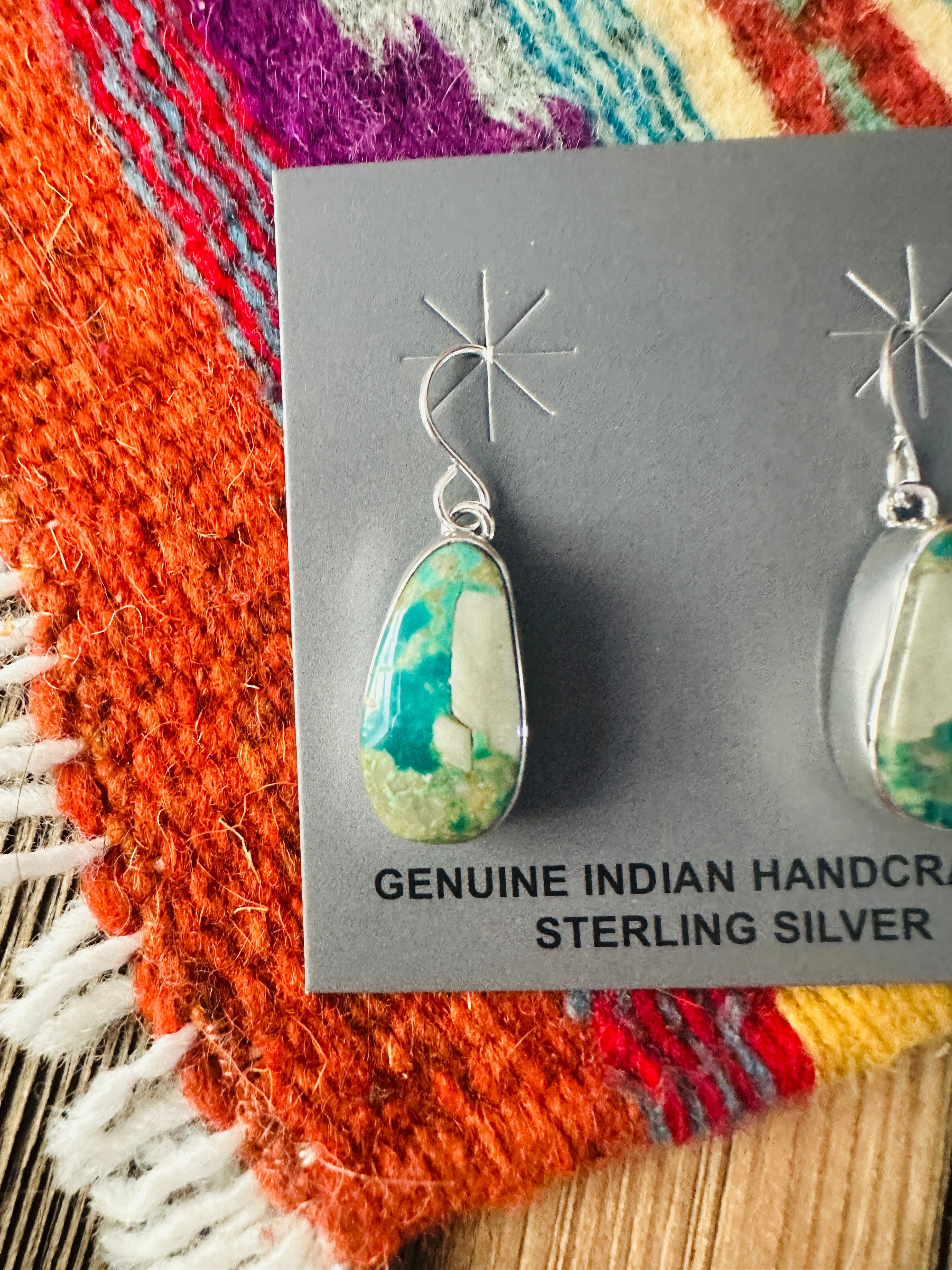 Handcrafted Turquoise & Sterling Silver Dangle Earrings