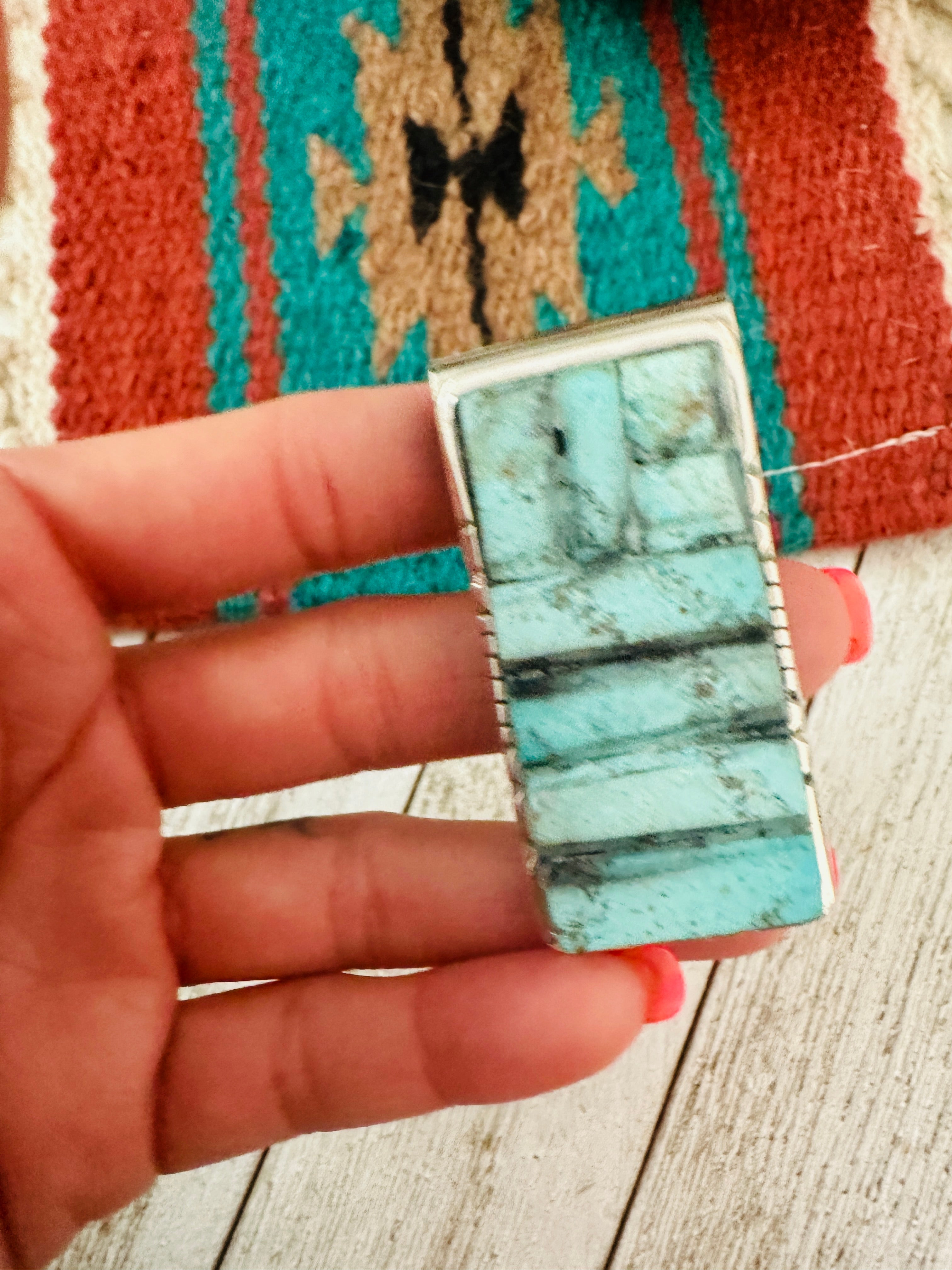 Navajo Turquoise & Sterling Silver Inlay Money Clip