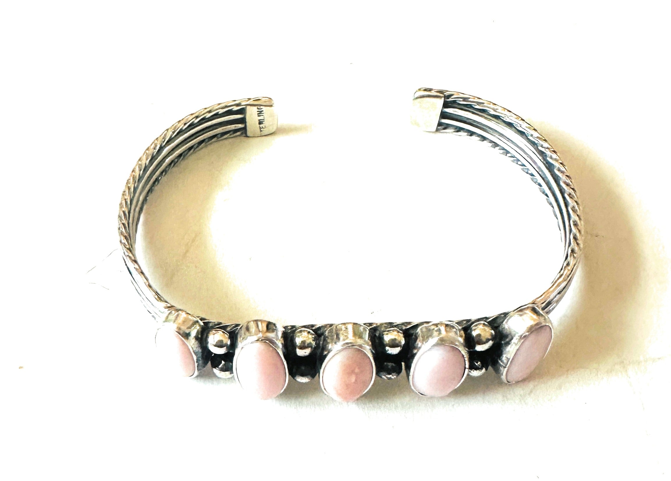 Navajo Queen Pink Conch Shell & Sterling Silver Cuff Bracelet