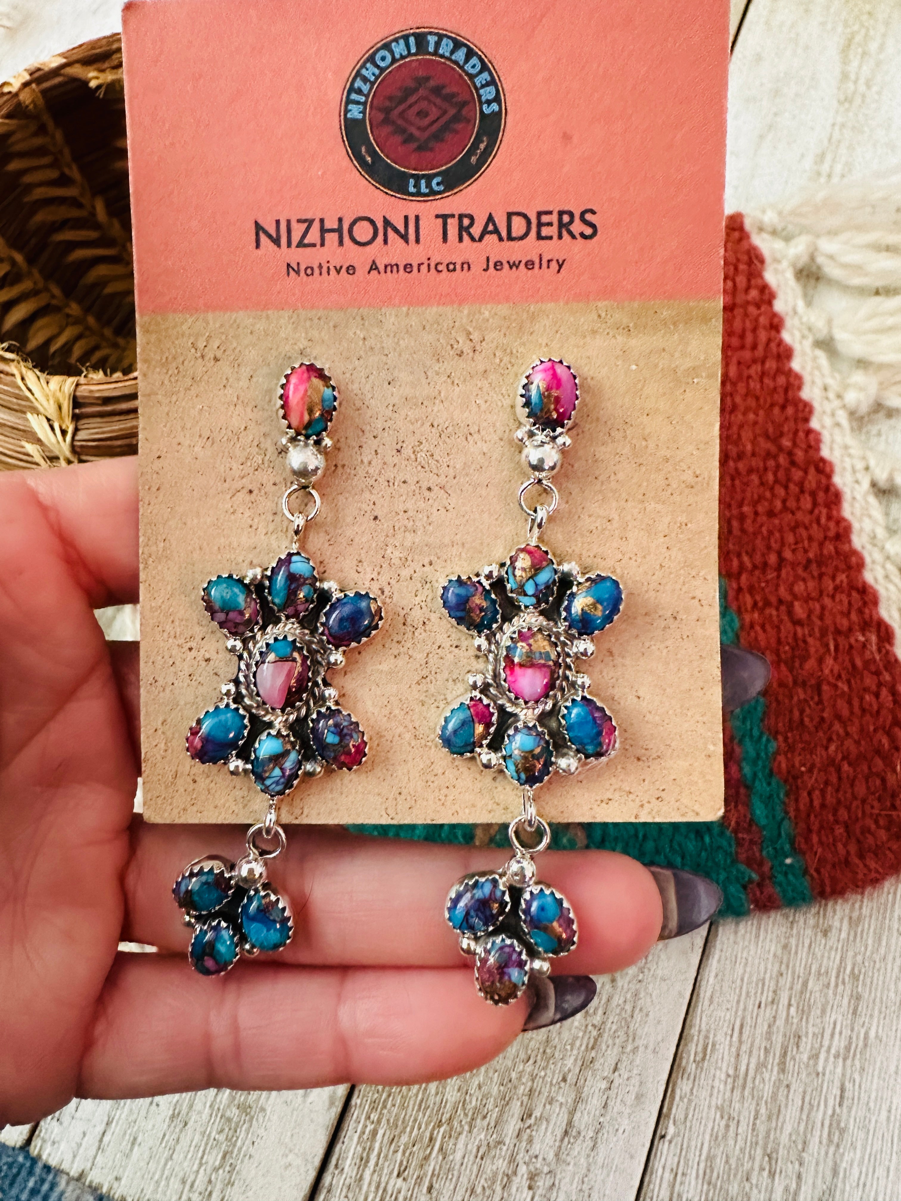 Handcrafted Pink Dream Mojave & Sterling Silver Dangle Earrings