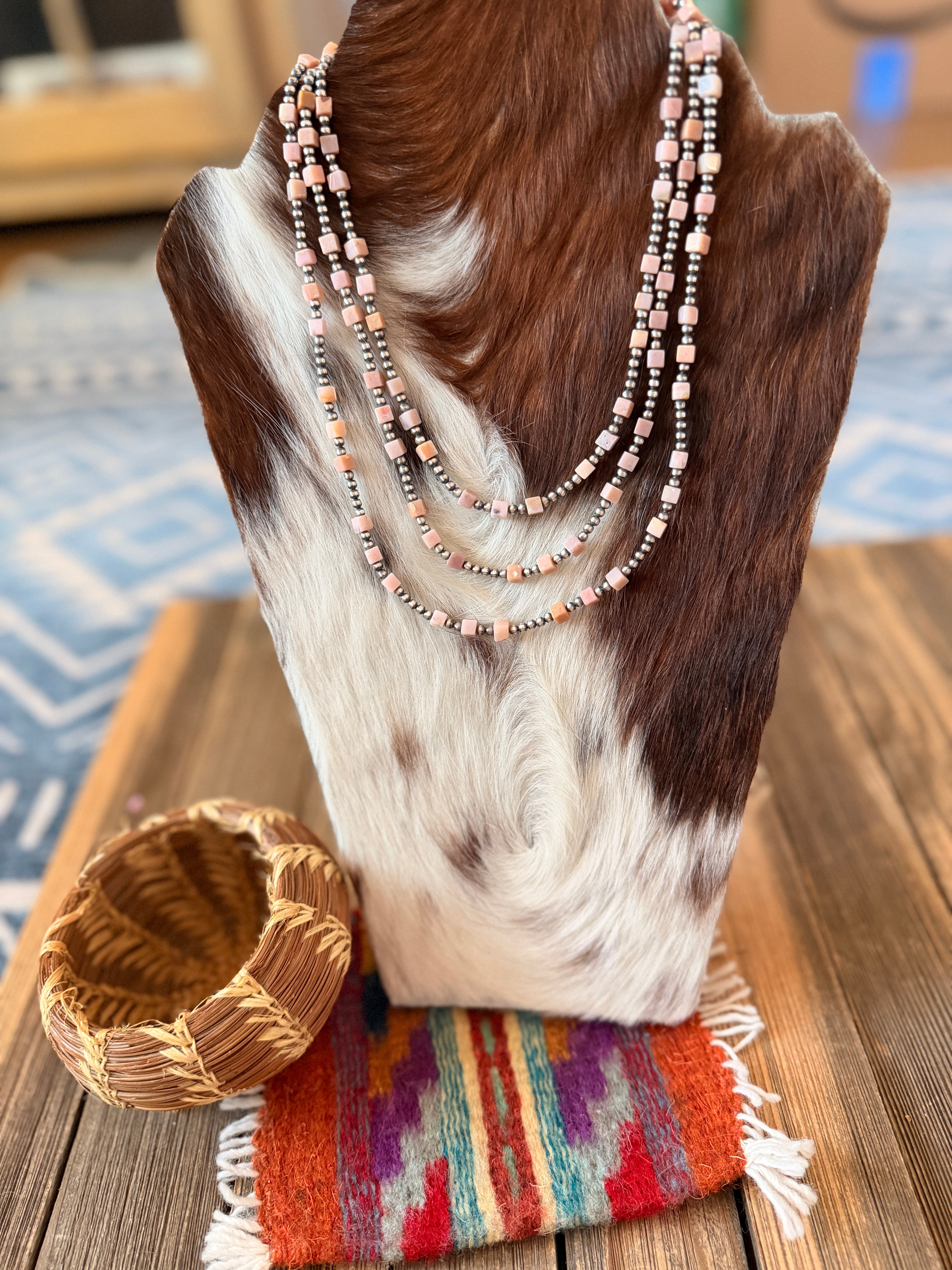 Handcrafted Queen Pink Conch and Sterling Silver Pearl Beaded Necklace
