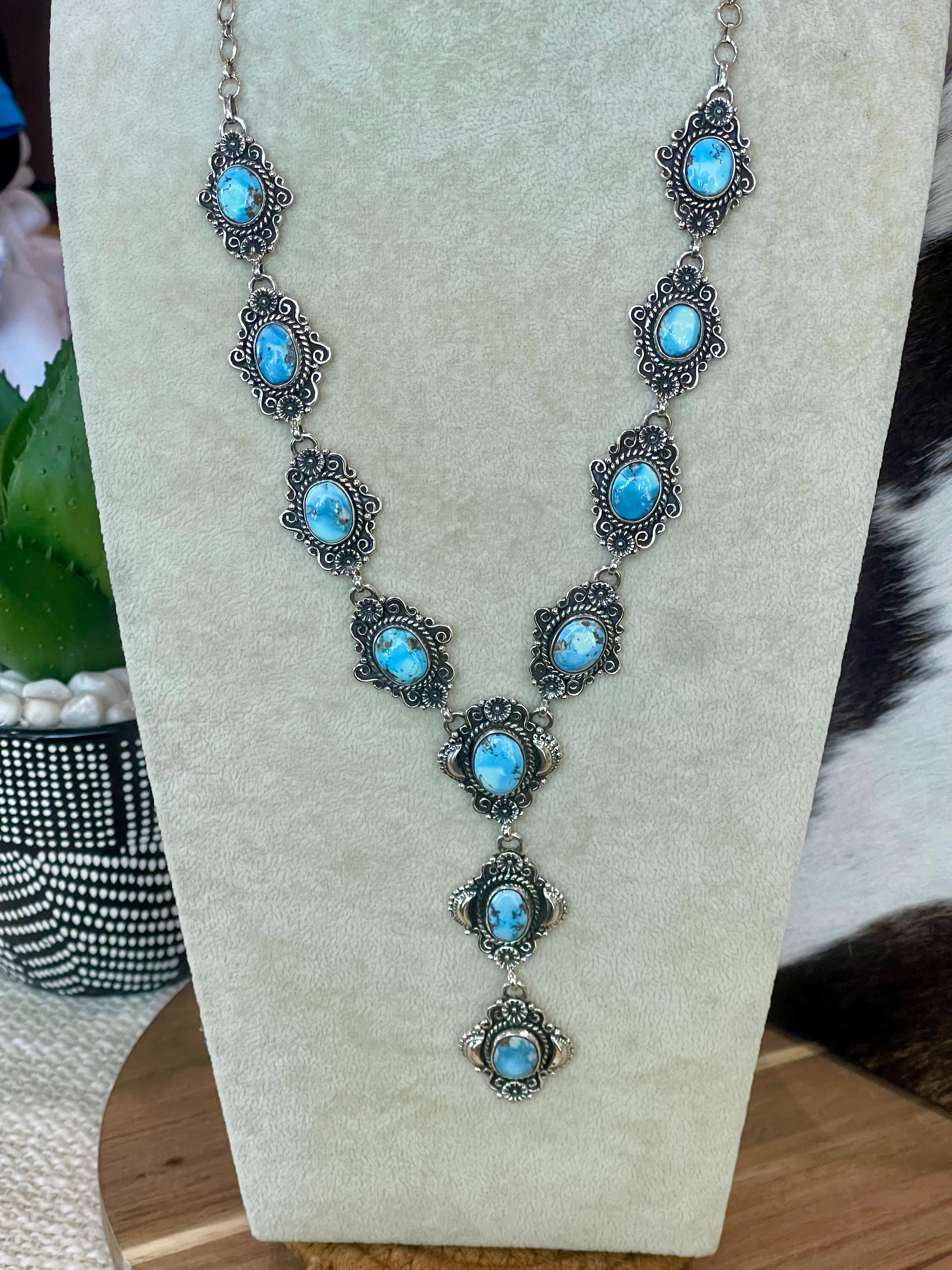 Beautiful Handmade Sterling Silver & Golden Hills Lariat Necklce