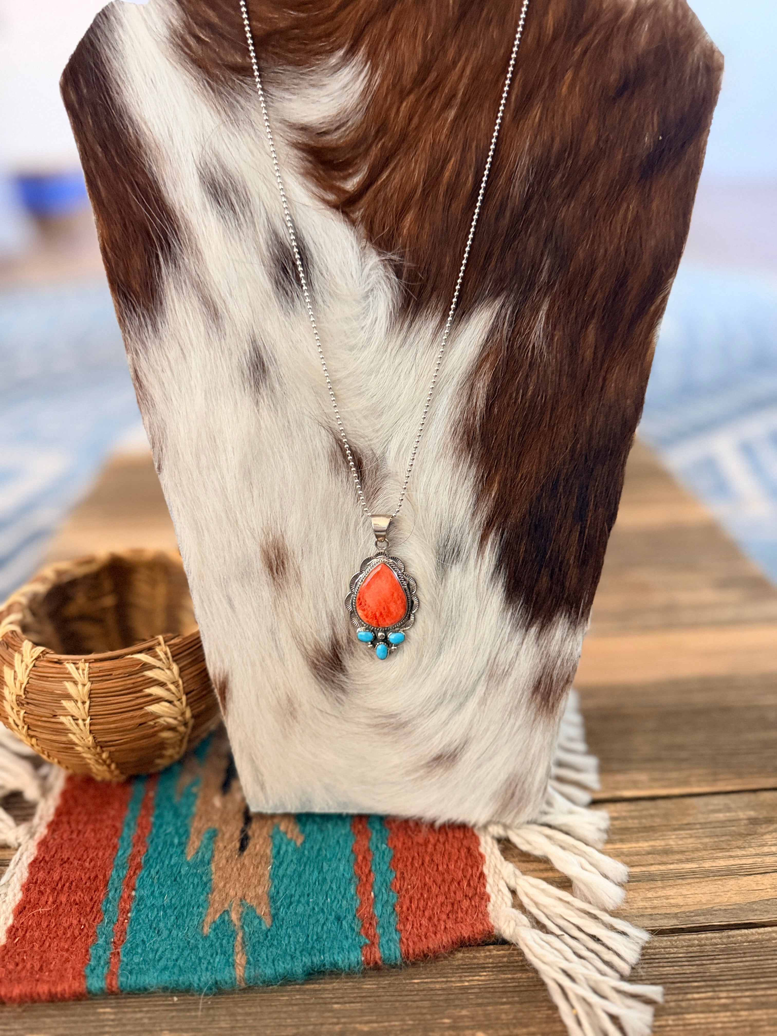 Old Pawn Handcrafted Spiny Oyster & Turquoise Necklace