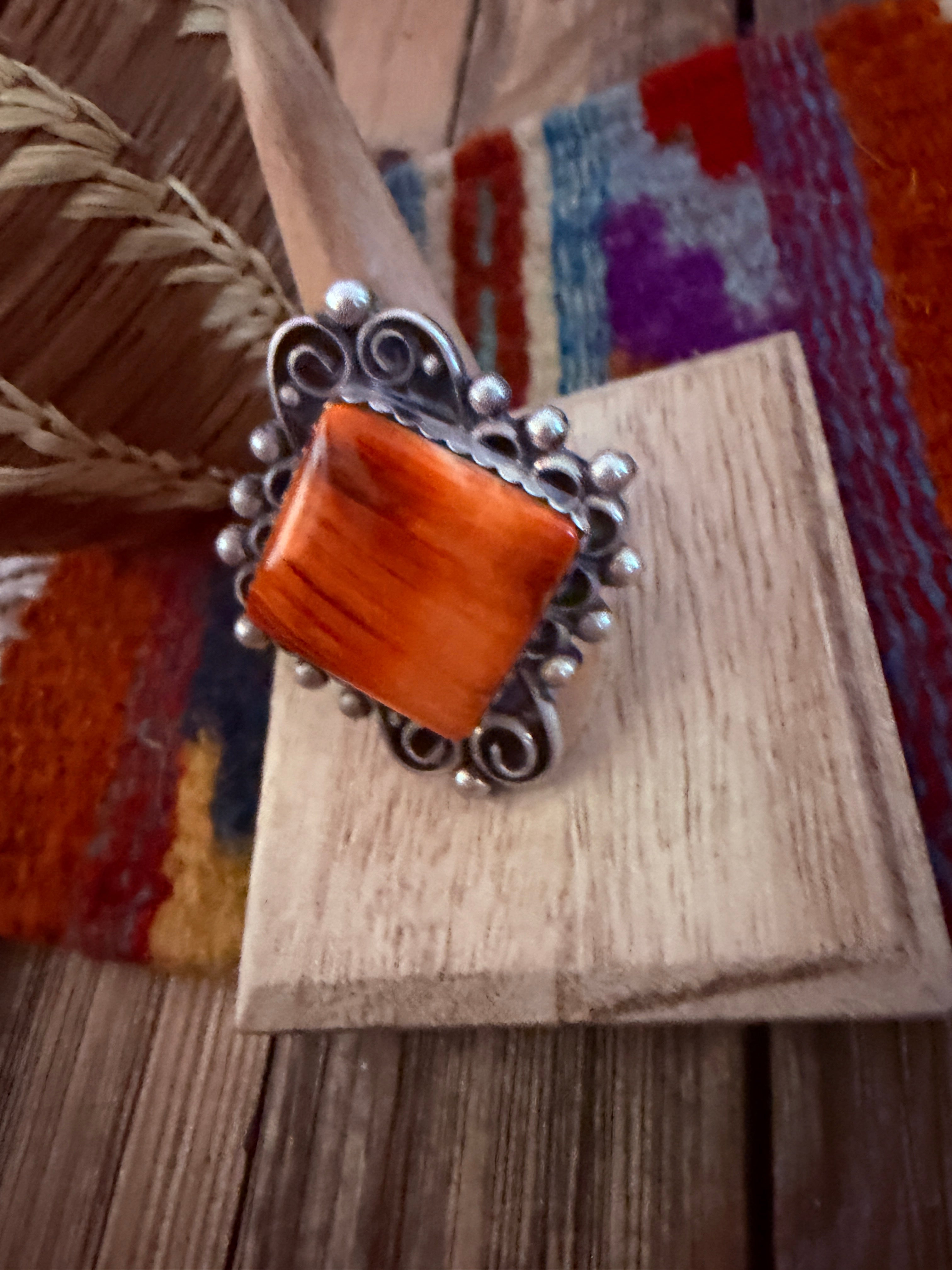 Handcrafted Spiny Oyster & Sterling Silver Ring Size 10