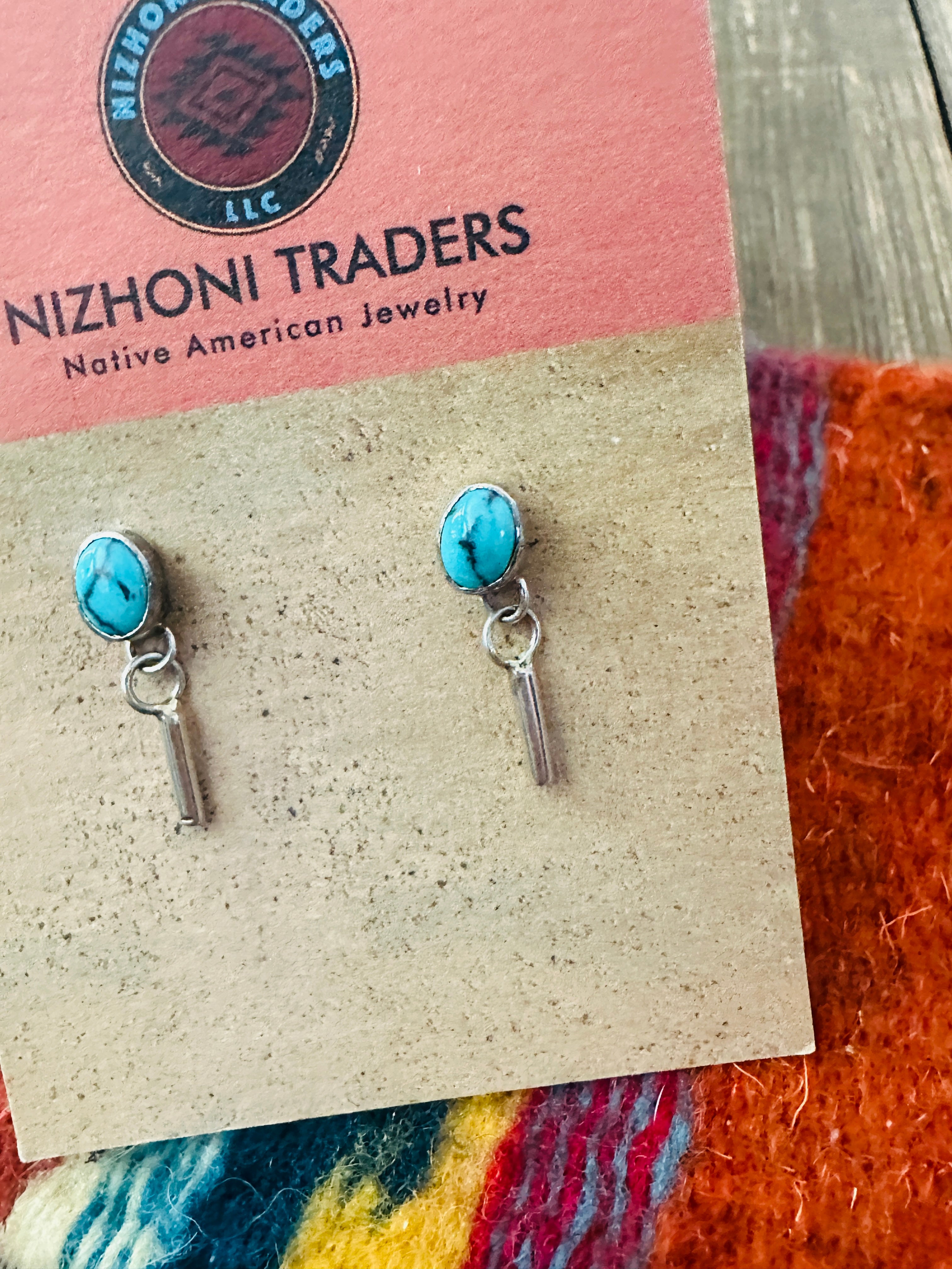 Handcrafted Turquoise & Sterling Silver Dangle Earrings