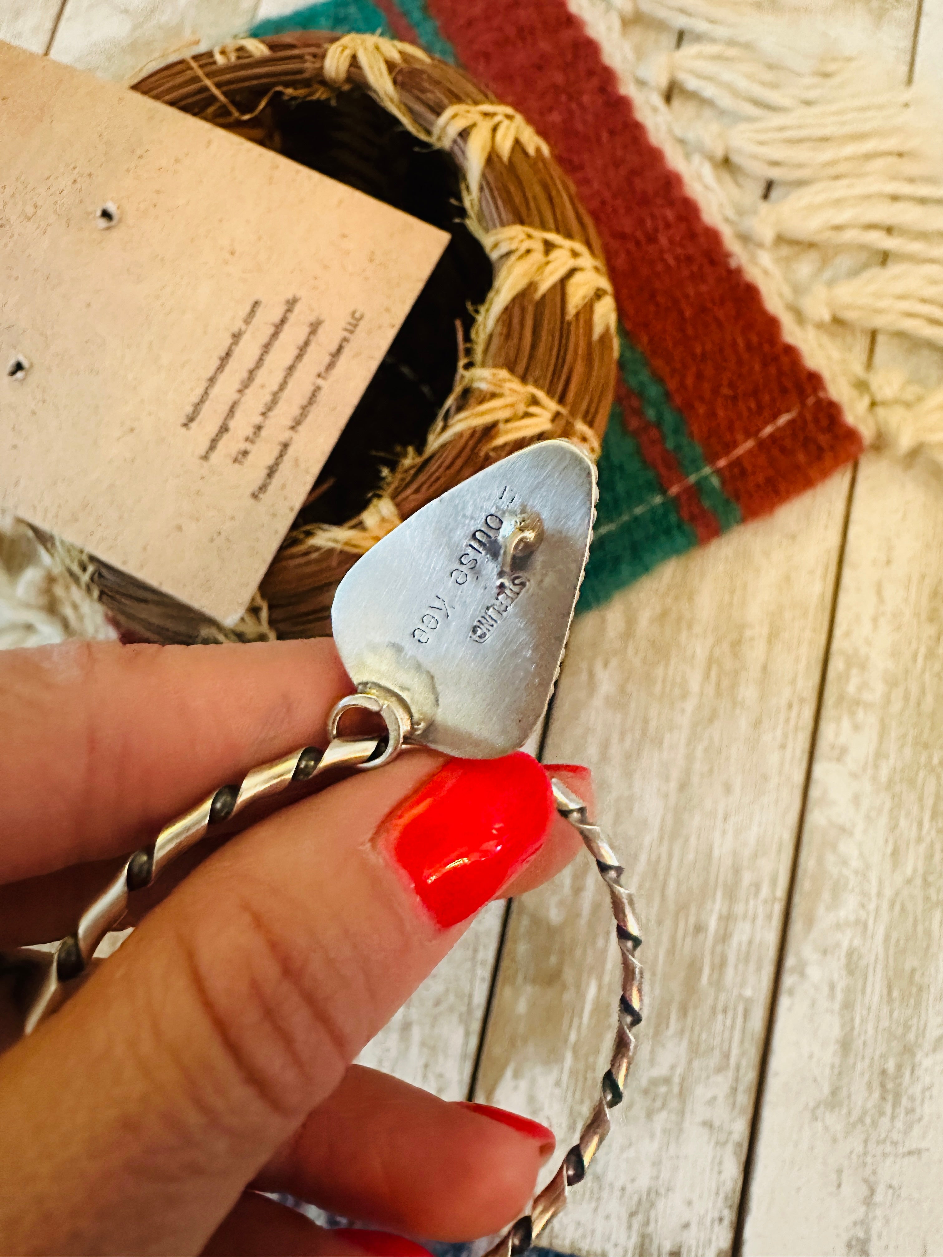 Navajo Orange Spiny and Sterling Silver Dangle Hoop Earrings