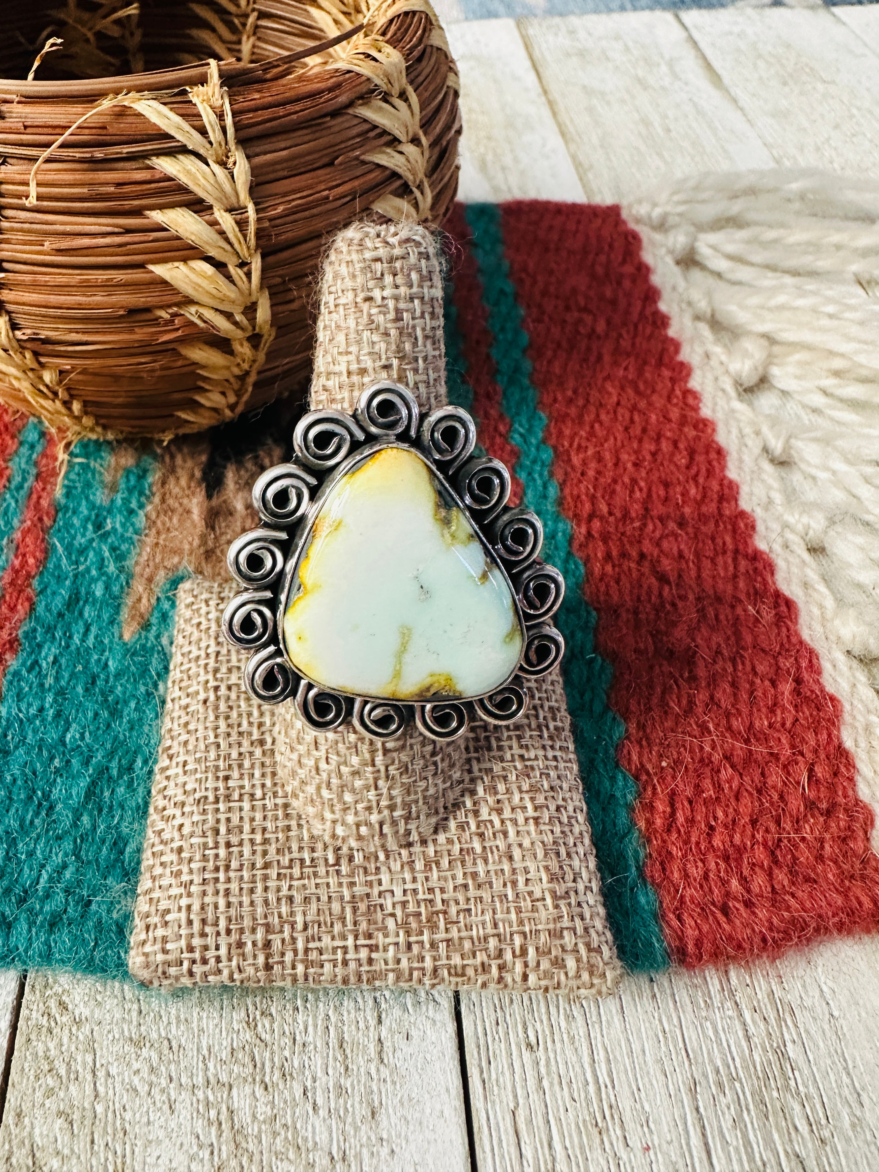 Handcrafted Palomino Turquoise & Sterling Silver Ring size 7.5