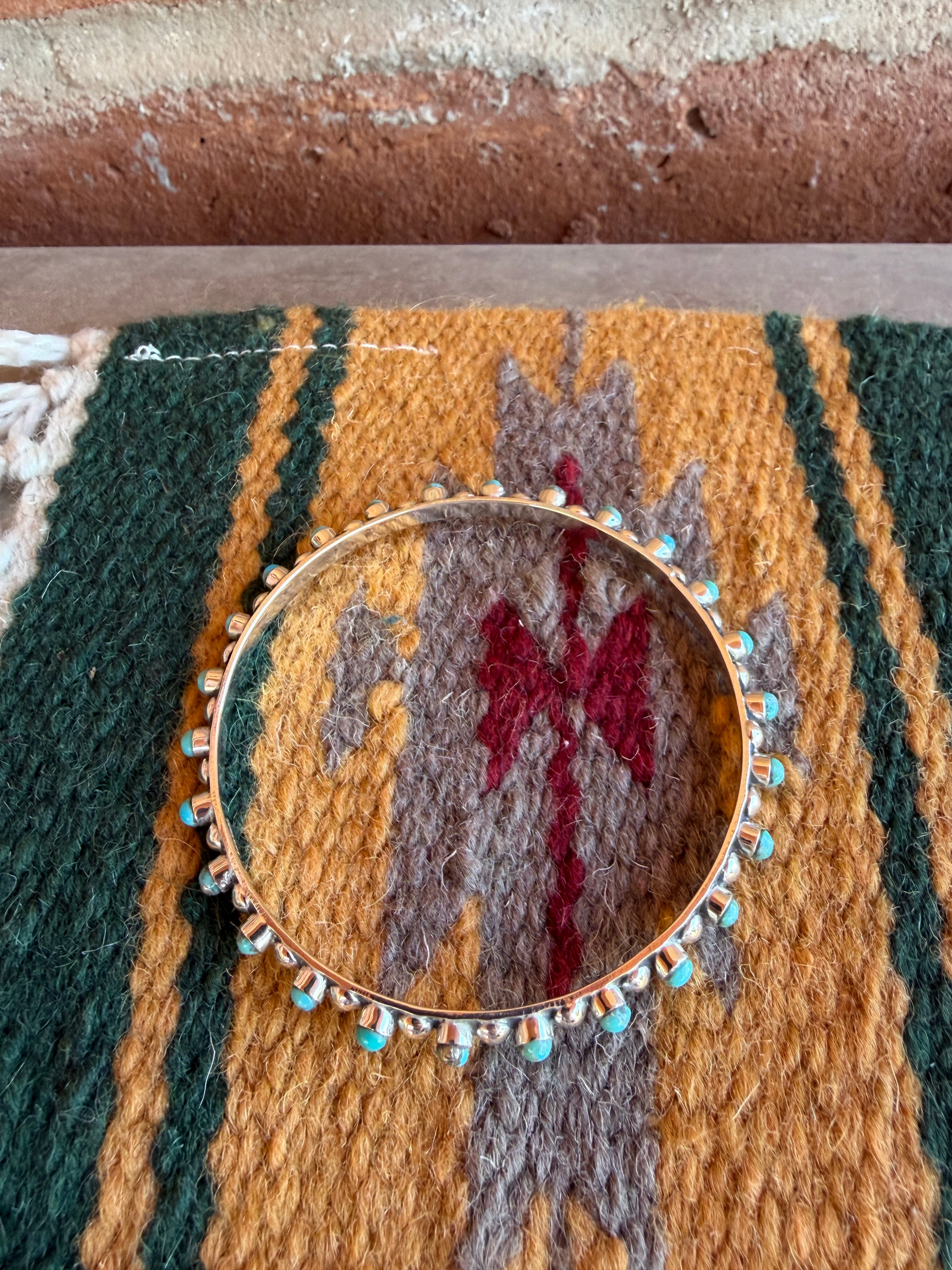 Handmade Turquoise & Sterling Silver Bangle Bracelet