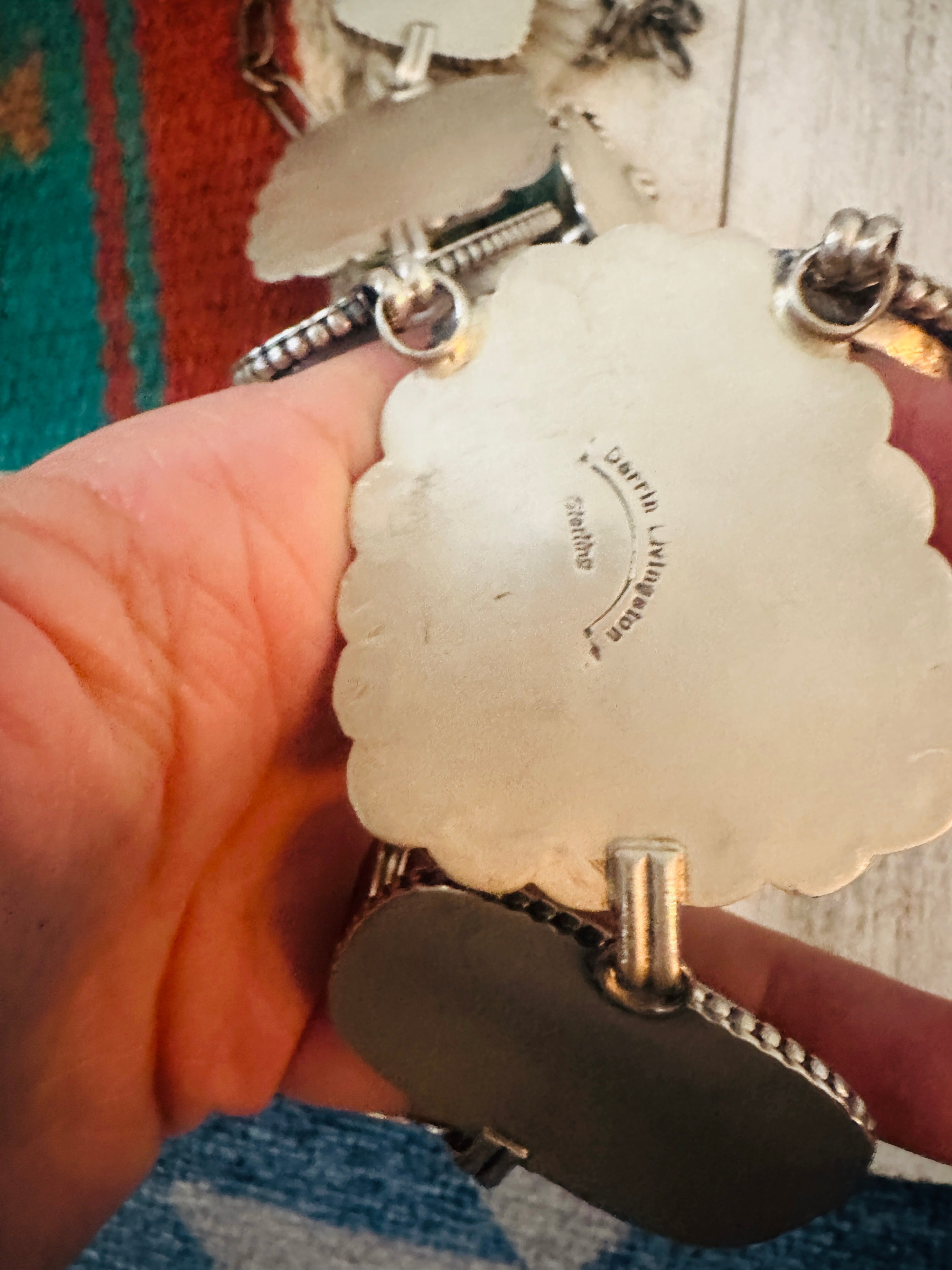 Handcrafted Number 8 Turquoise & Sterling Silver Necklace and Earring Set by Darrin Livingston