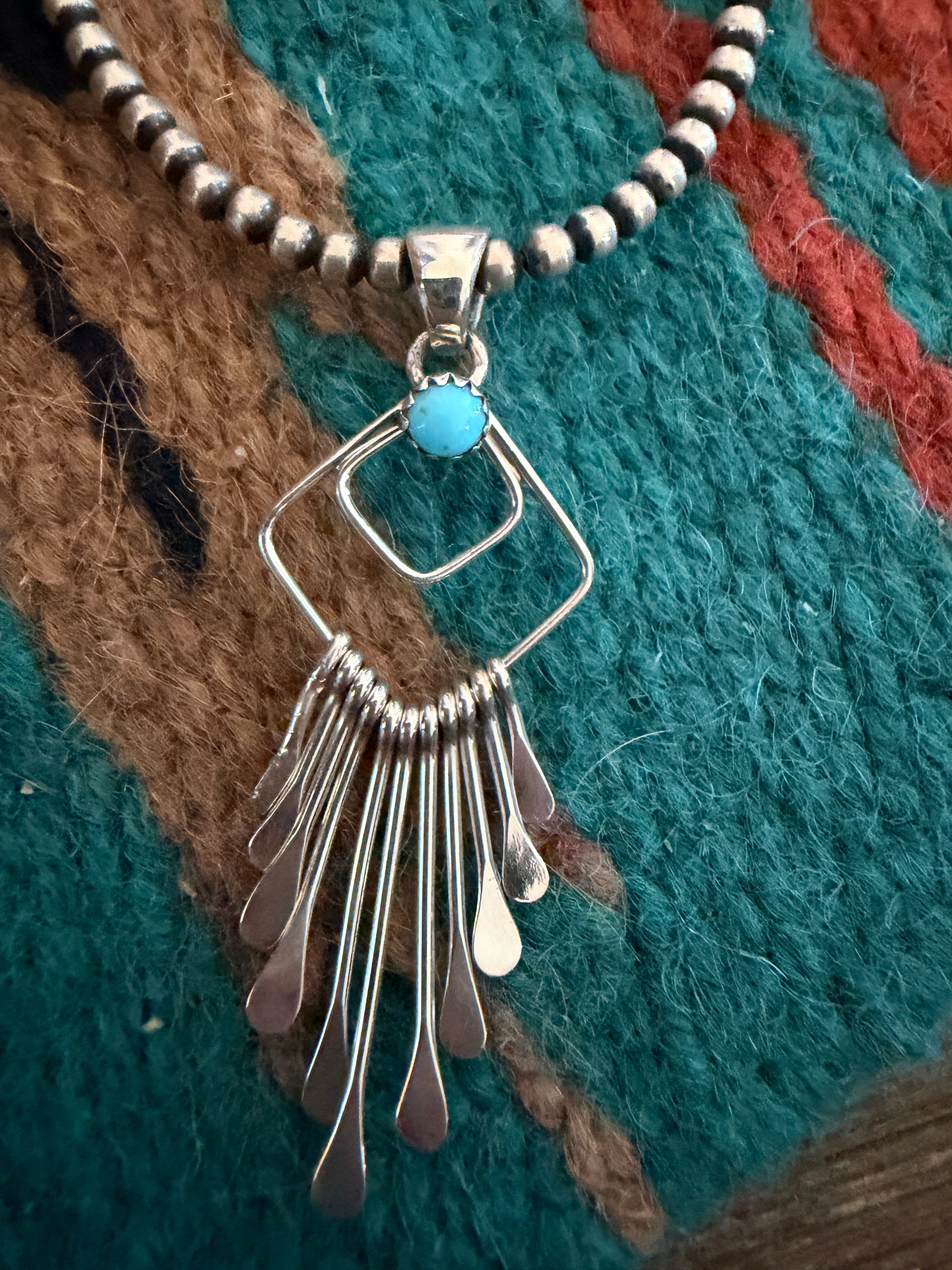 Handcrafted Sterling Silver and Turquoise Tassel Pendant