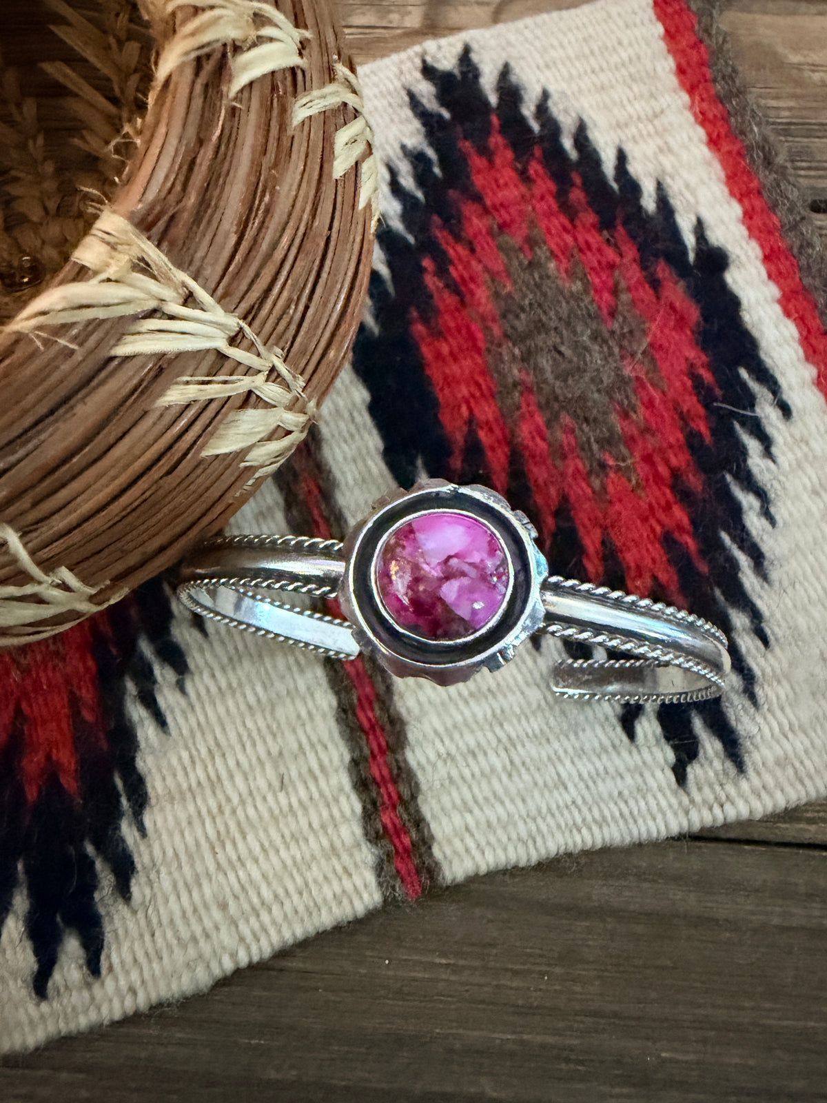 Handcrafted Pink Dream Mojave & Sterling Silver Cuff Bracelet