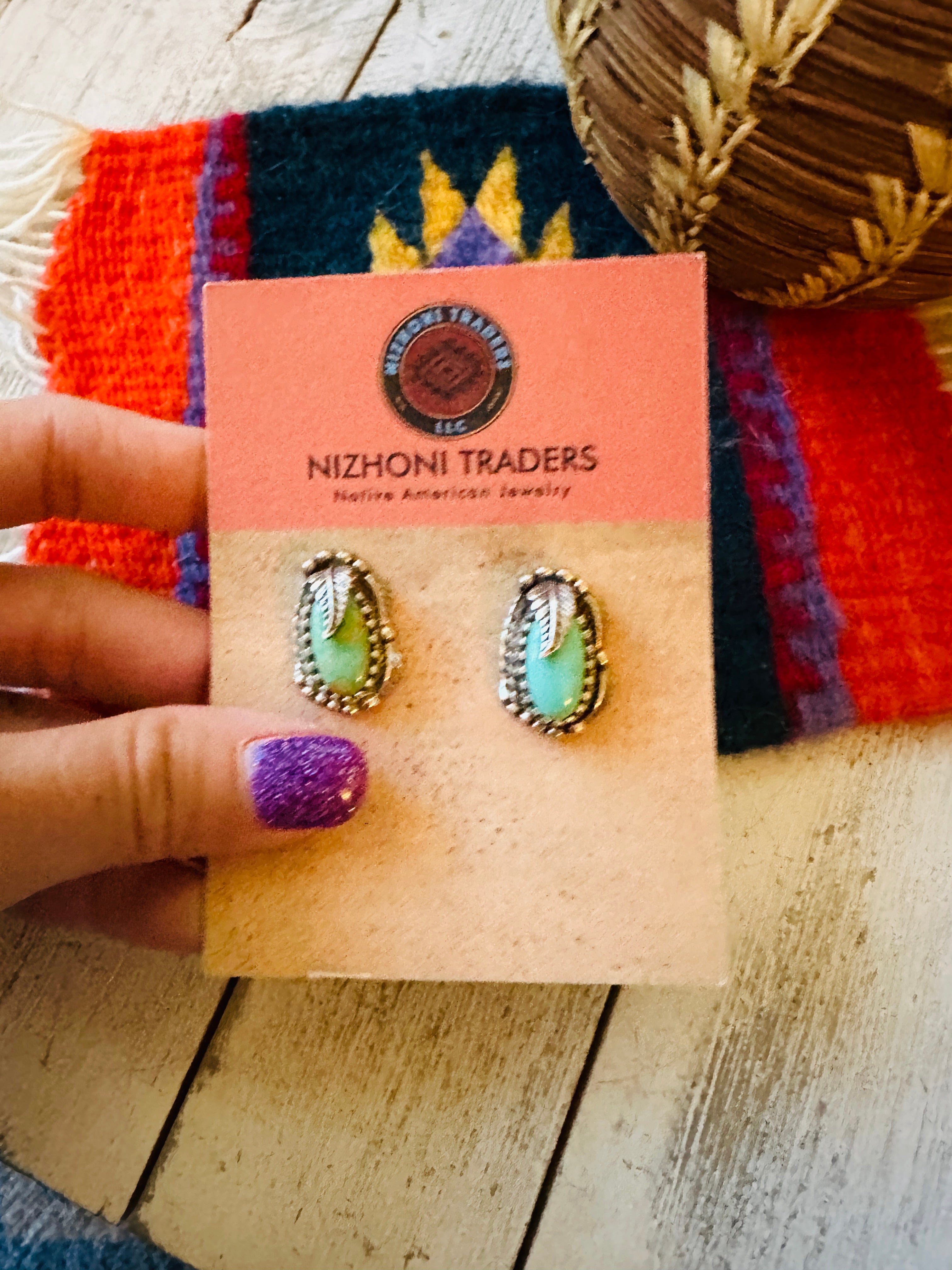 Navajo Turquoise and Sterling Silver Stud Earrings