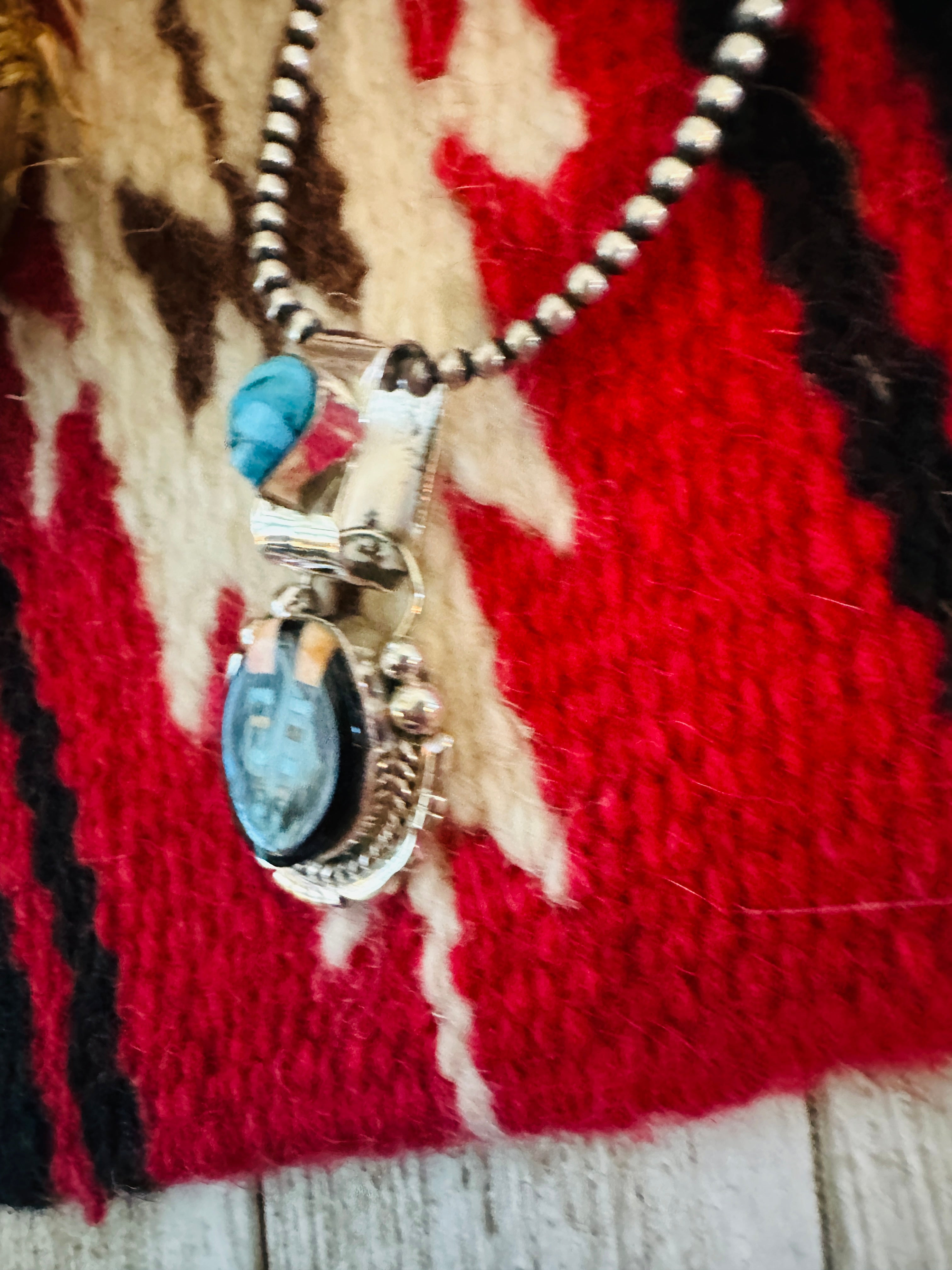 Handcrafted Sterling Silver and Multi Stone Inlay Pendant by Ray Jack