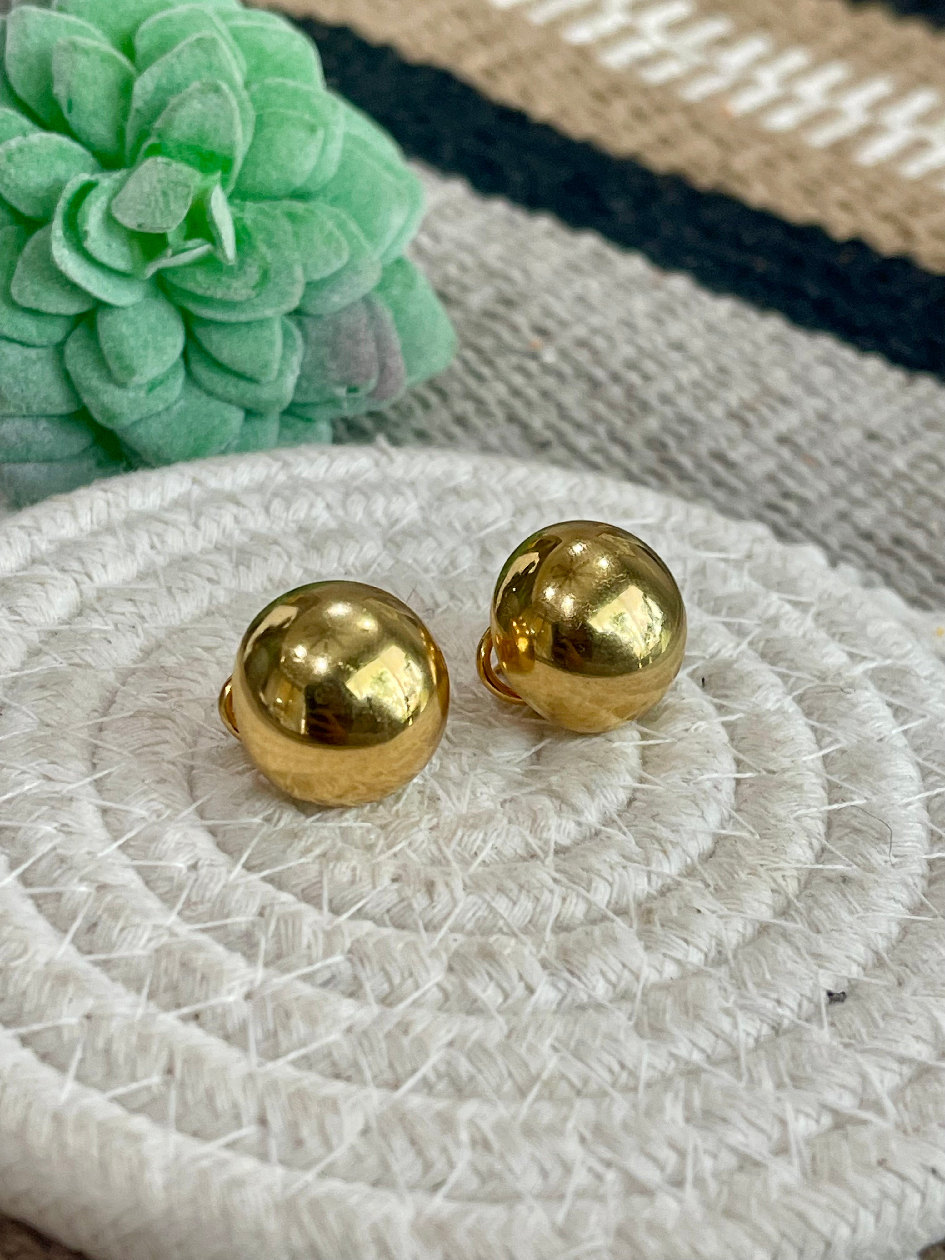 Vintage Gold Plated Round Stud Earrings
