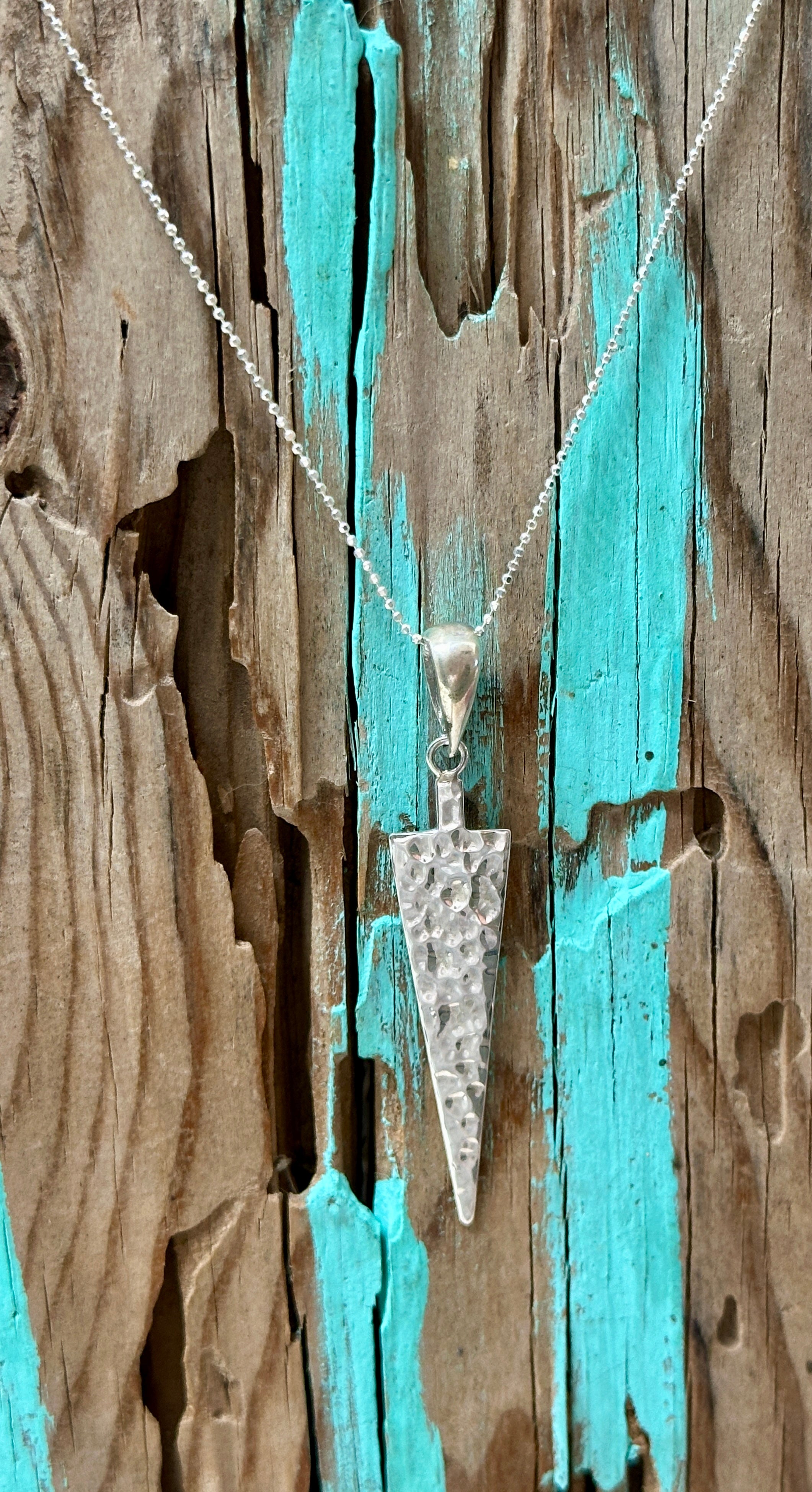 Hammered Arrowhead Pendant Sterling Silver Necklace