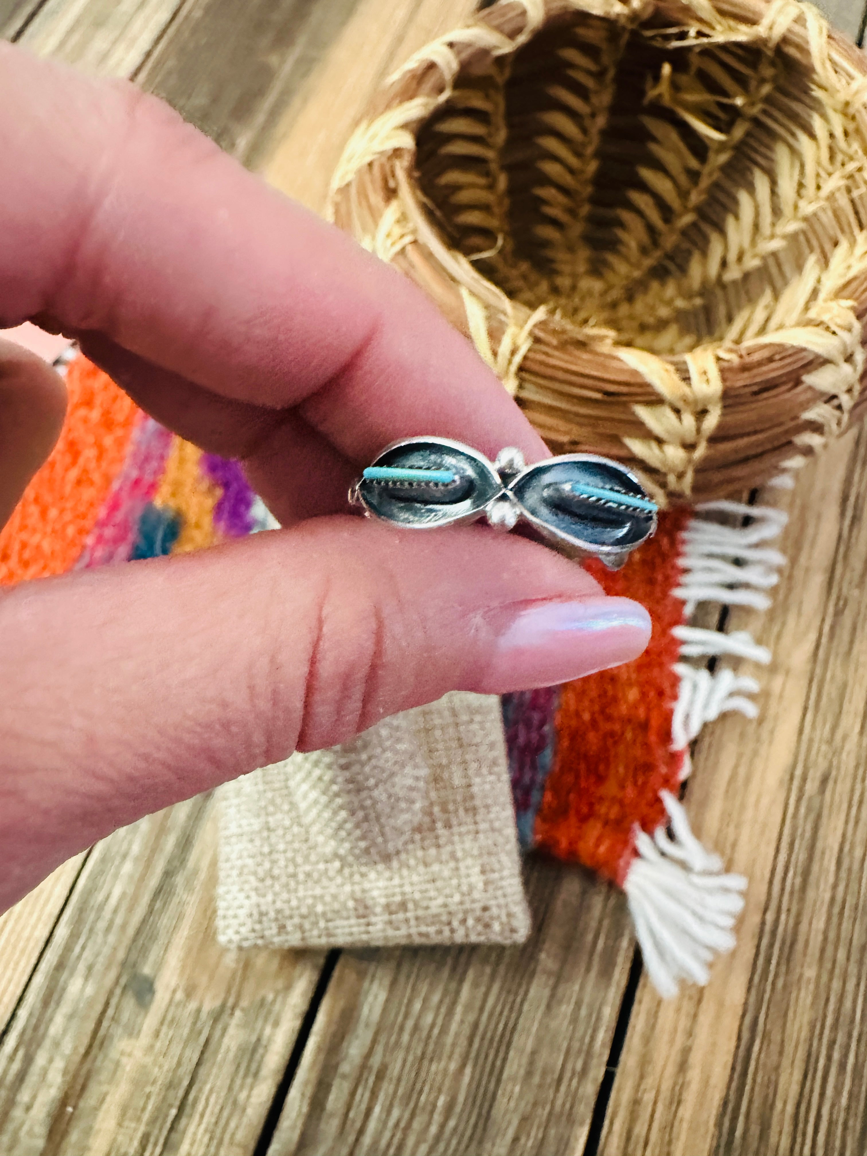Handcrafted Turquoise & Sterling Silver Band Ring