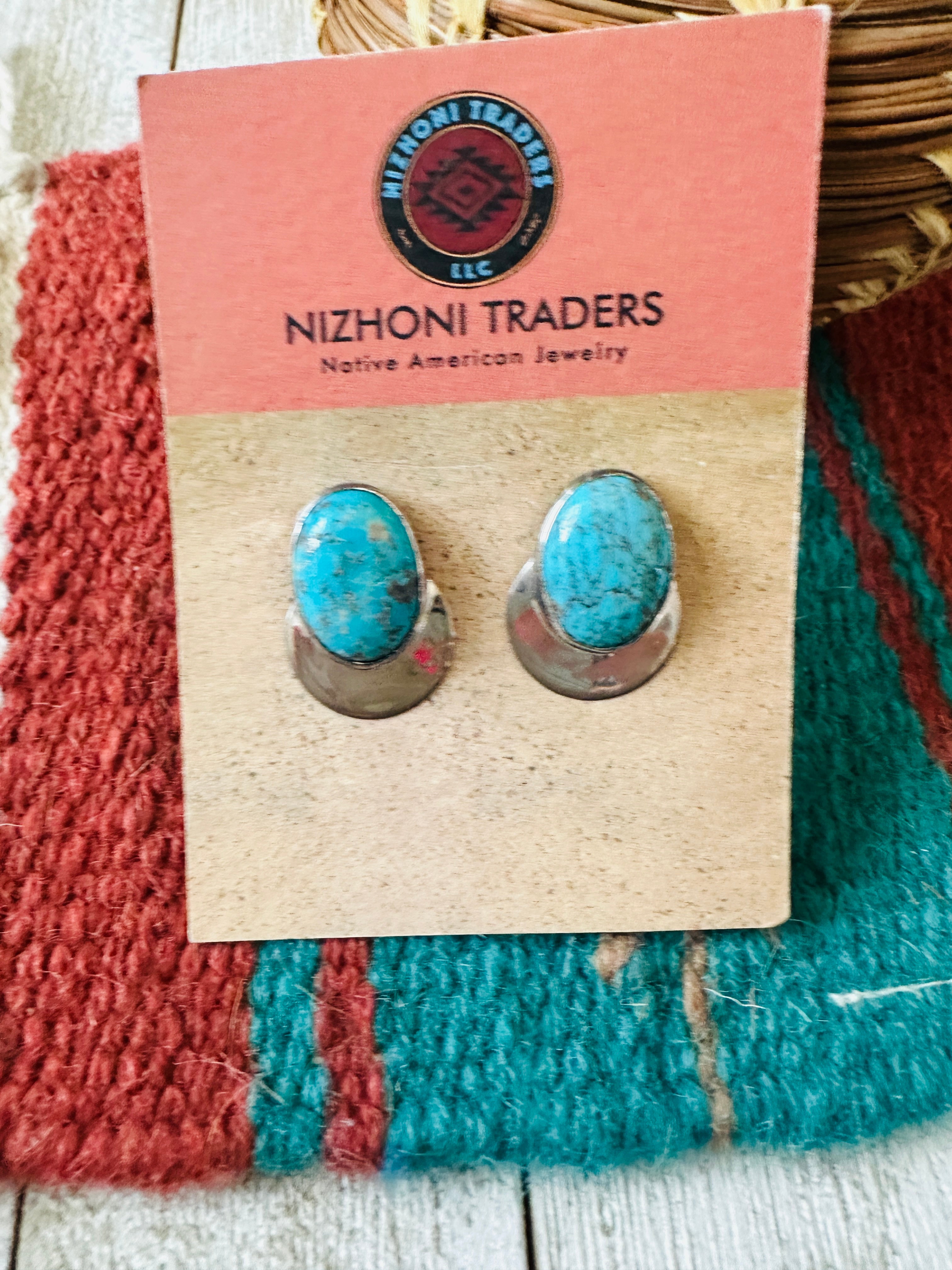Handcrafted Sterling Silver & Turquoise Post Earrings