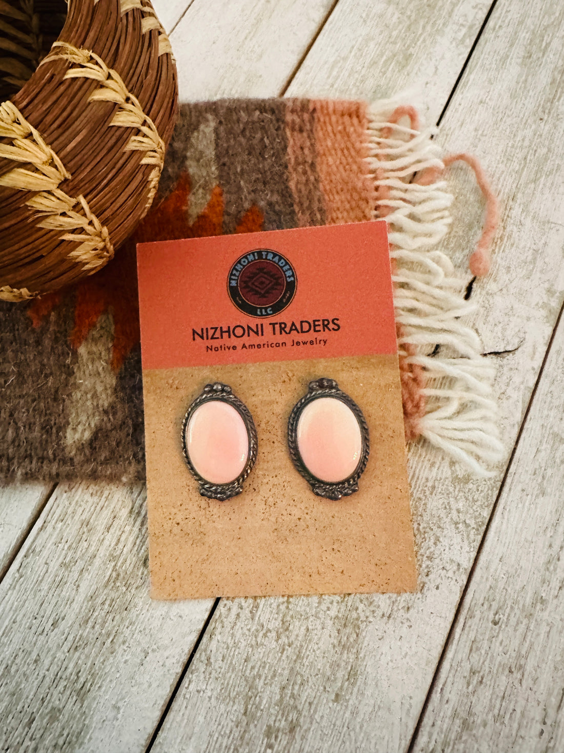 Handcrafted Sterling Silver & Queen Pink Conch Post Earrings