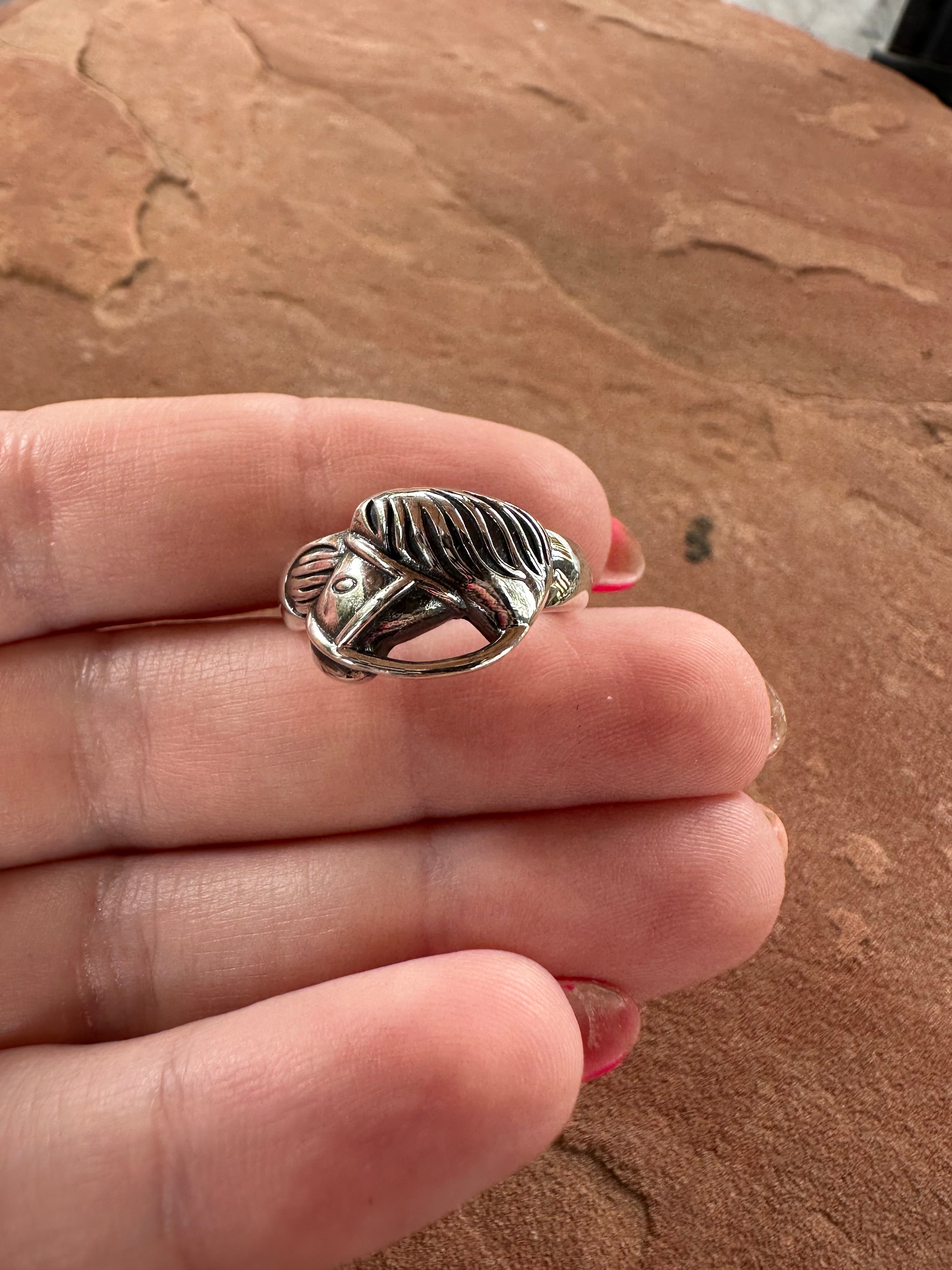 Beautiful Handmade Sterling Silver Horse Ring Signed Nizhoni