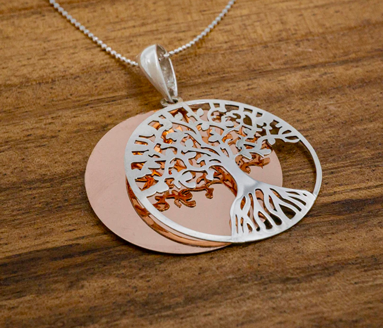 COPPER & SILVER TREE OF LIFE PENDANT Necklace