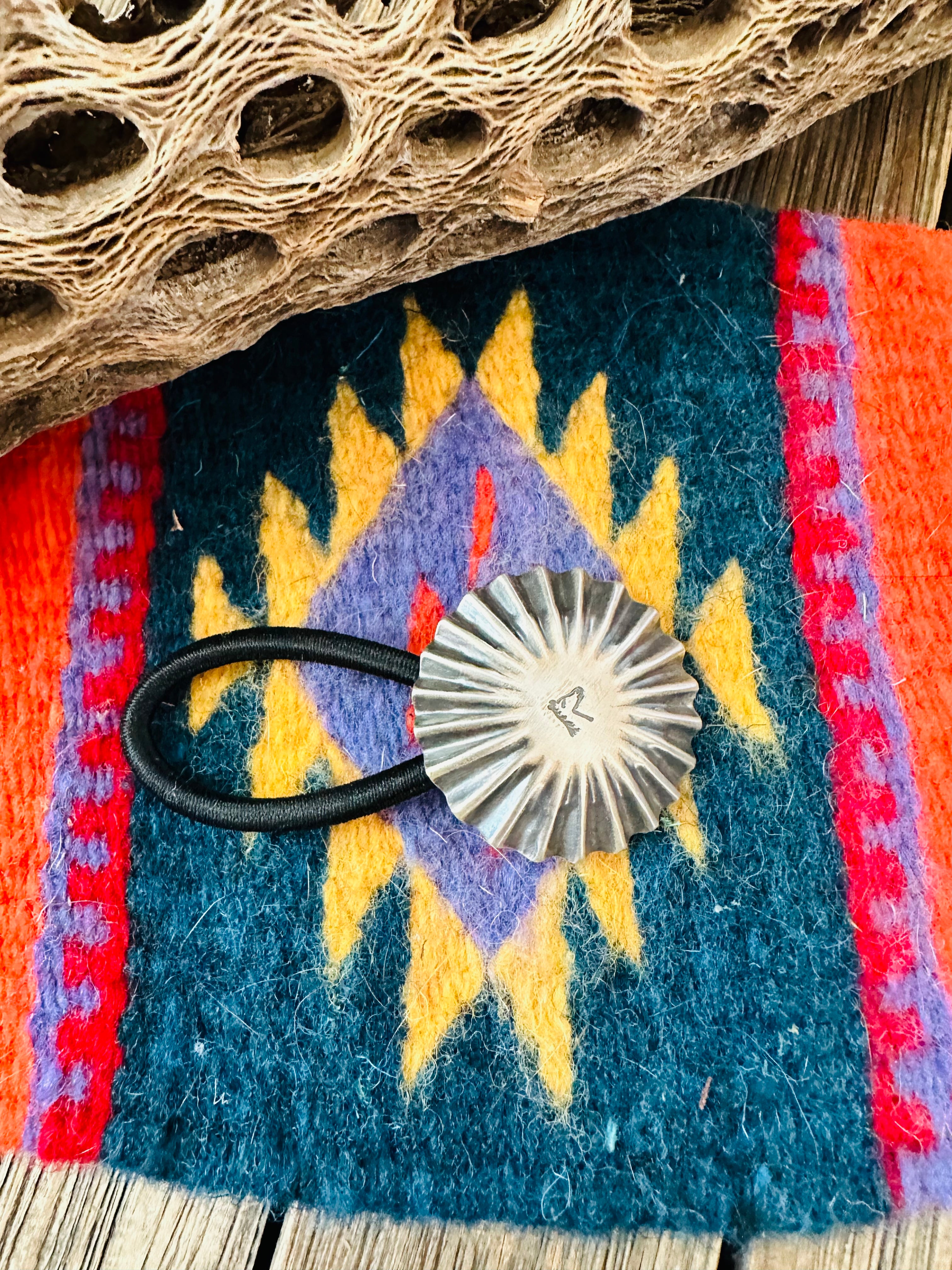 Hand-crafted hair ties Handcrafted Turquoise & Sterling Silver Cluster Hair Tie main image 3