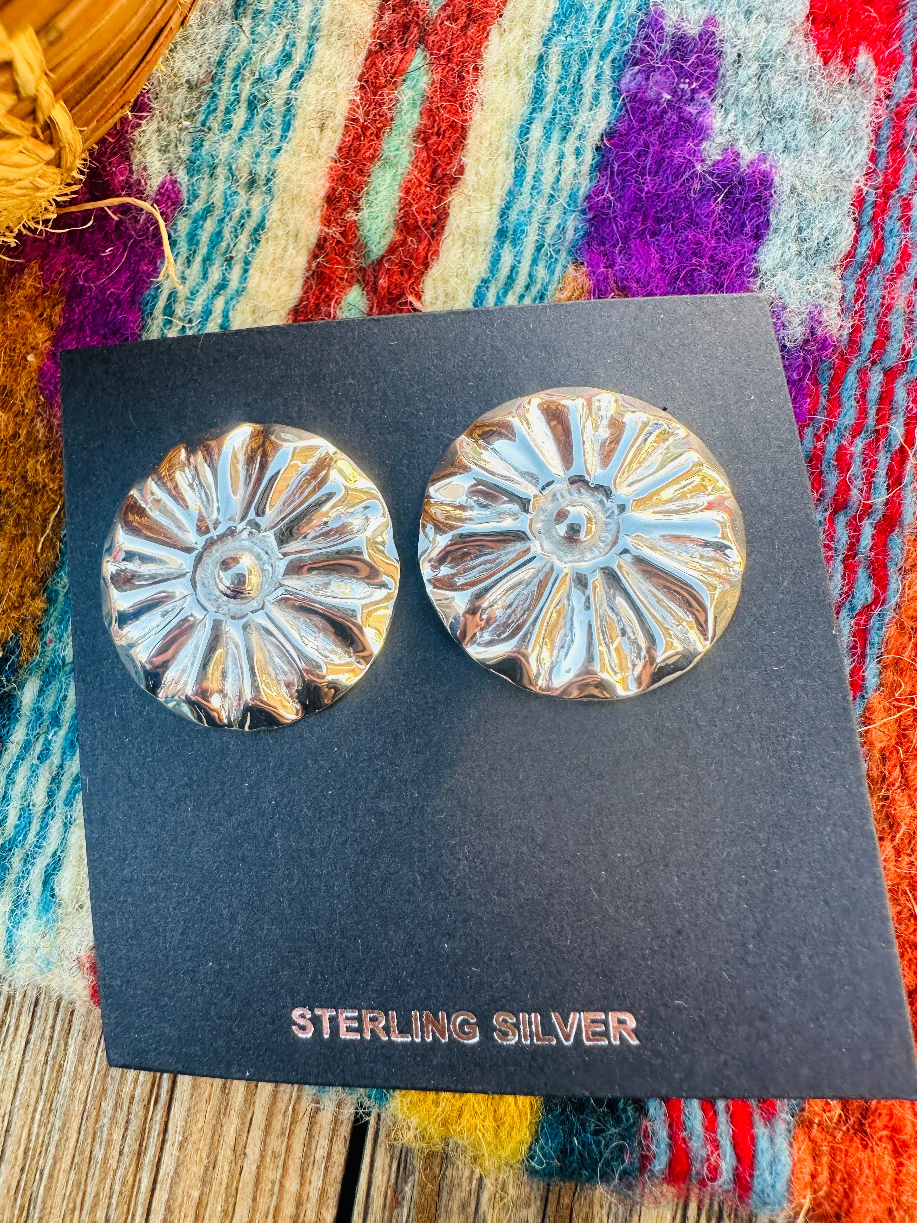Handcrafted Sterling Silver Concho Post Earrings