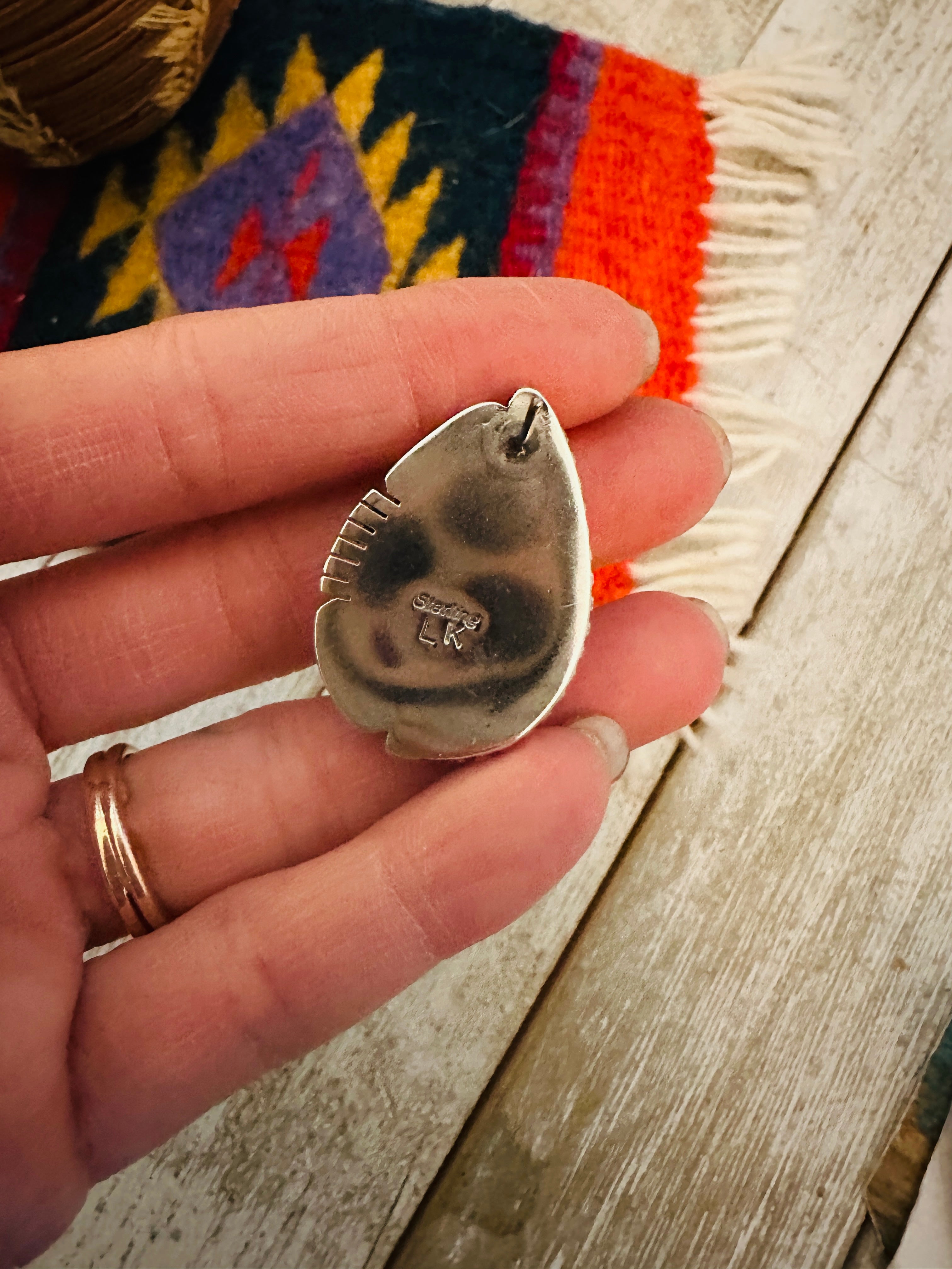 Navajo White Buffalo & Sterling Silver Post Earrings